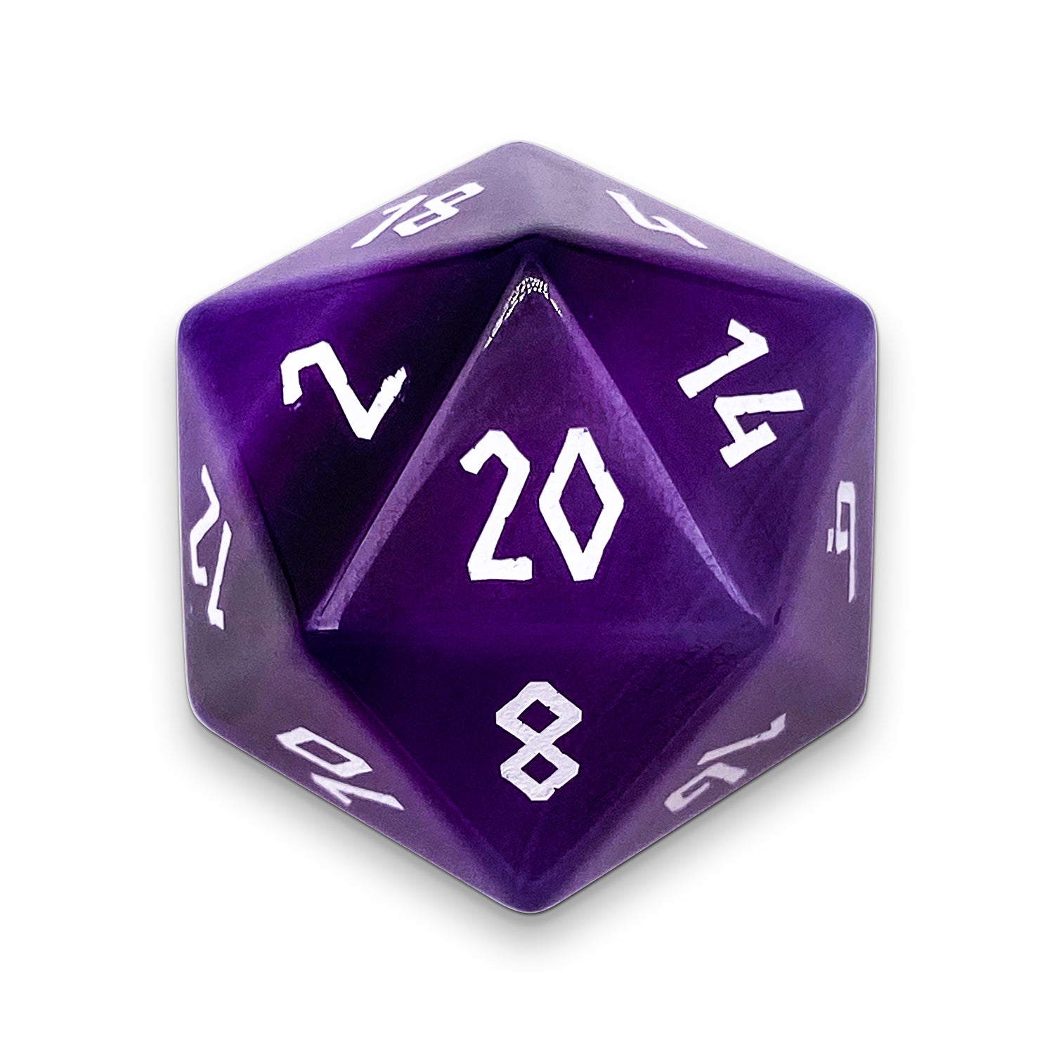 Purple Striped Agate - Boulder® 30mm Gemstone Dice-Boulder-Norse Foundry-Norse Foundry-dungeons & dragons-d&d dice-rpg dice-d20-gemstone dice-d&d-30mm-boulder-perfect for tabletop rpgs