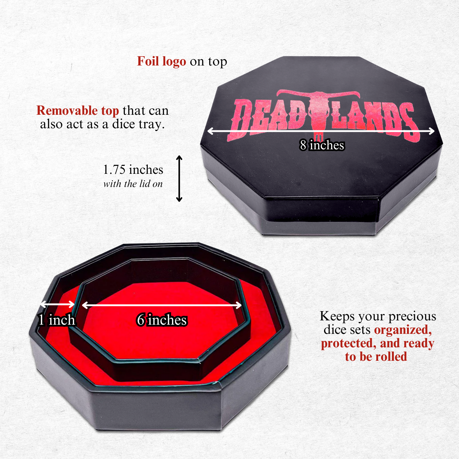Red Deadlands™ Tray of Holding™ Dice Tray by Norse Foundry-Dice Tray-Norse Foundry-Dice Tray-DND Dice Tray-D&D Dice Tray-D&D Accessories-D&D Dice Storage