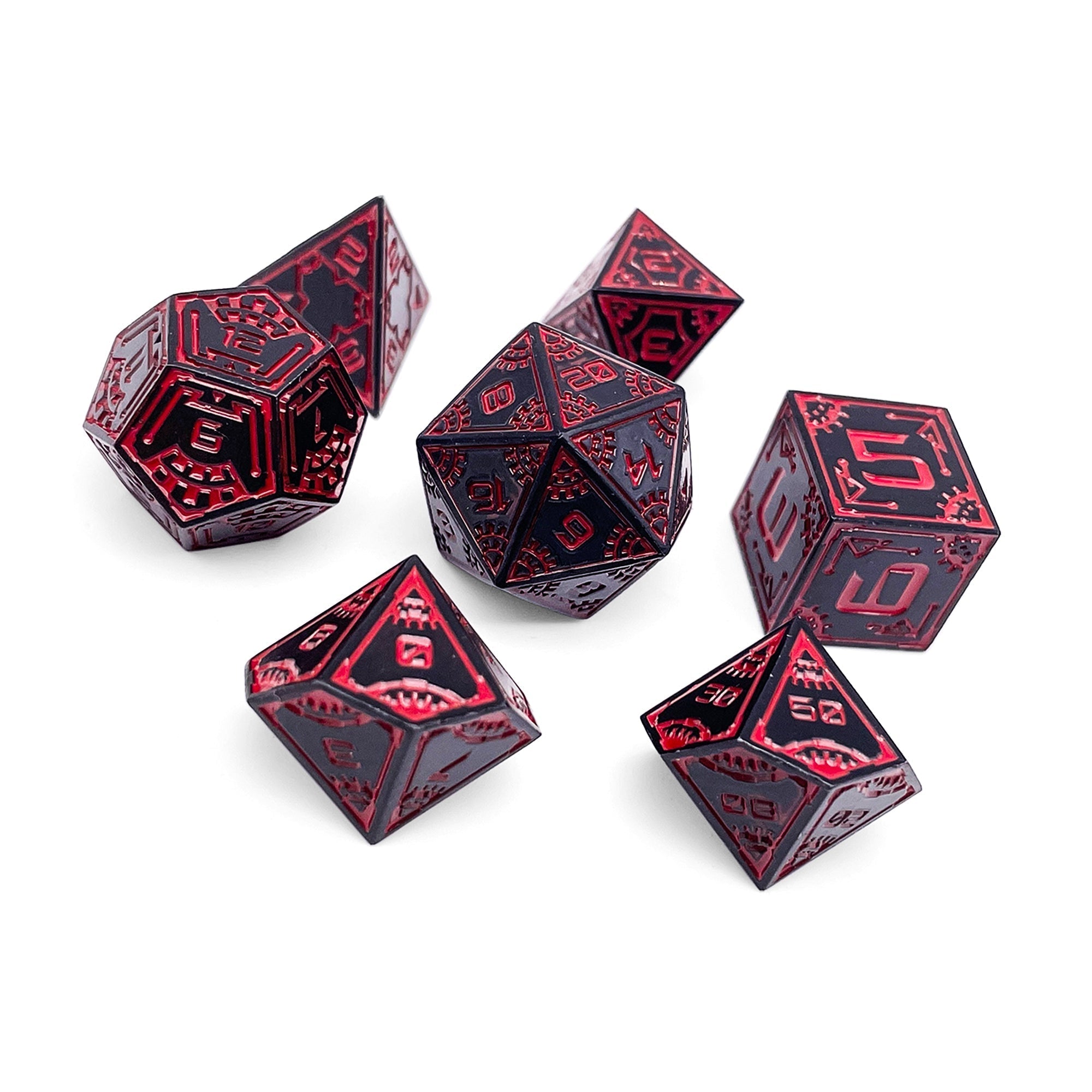Red Giant - Space Dice 7 Piece RPG Set Alloy Metal Dice-Metal - Zinc Alloy Dice-Norse Foundry-Dungeons and Dragons-DND Dice-D20-Metal Dice Set-DND-D&D Metal Dice Set-Perfect for Tabletop RPGs