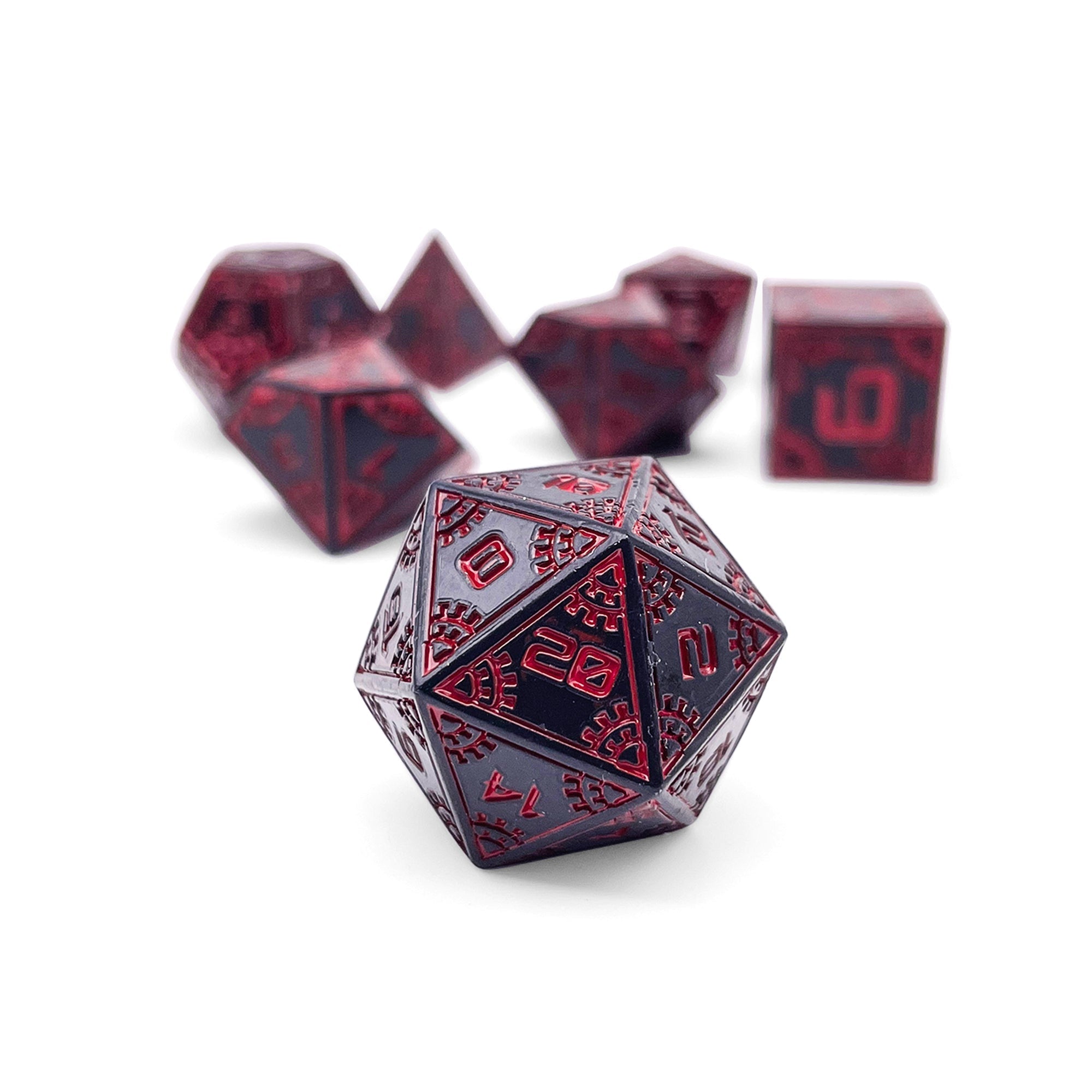 Red Giant - Space Dice 7 Piece RPG Set Alloy Metal Dice-Metal - Zinc Alloy Dice-Norse Foundry-Dungeons and Dragons-DND Dice-D20-Metal Dice Set-DND-D&D Metal Dice Set-Perfect for Tabletop RPGs
