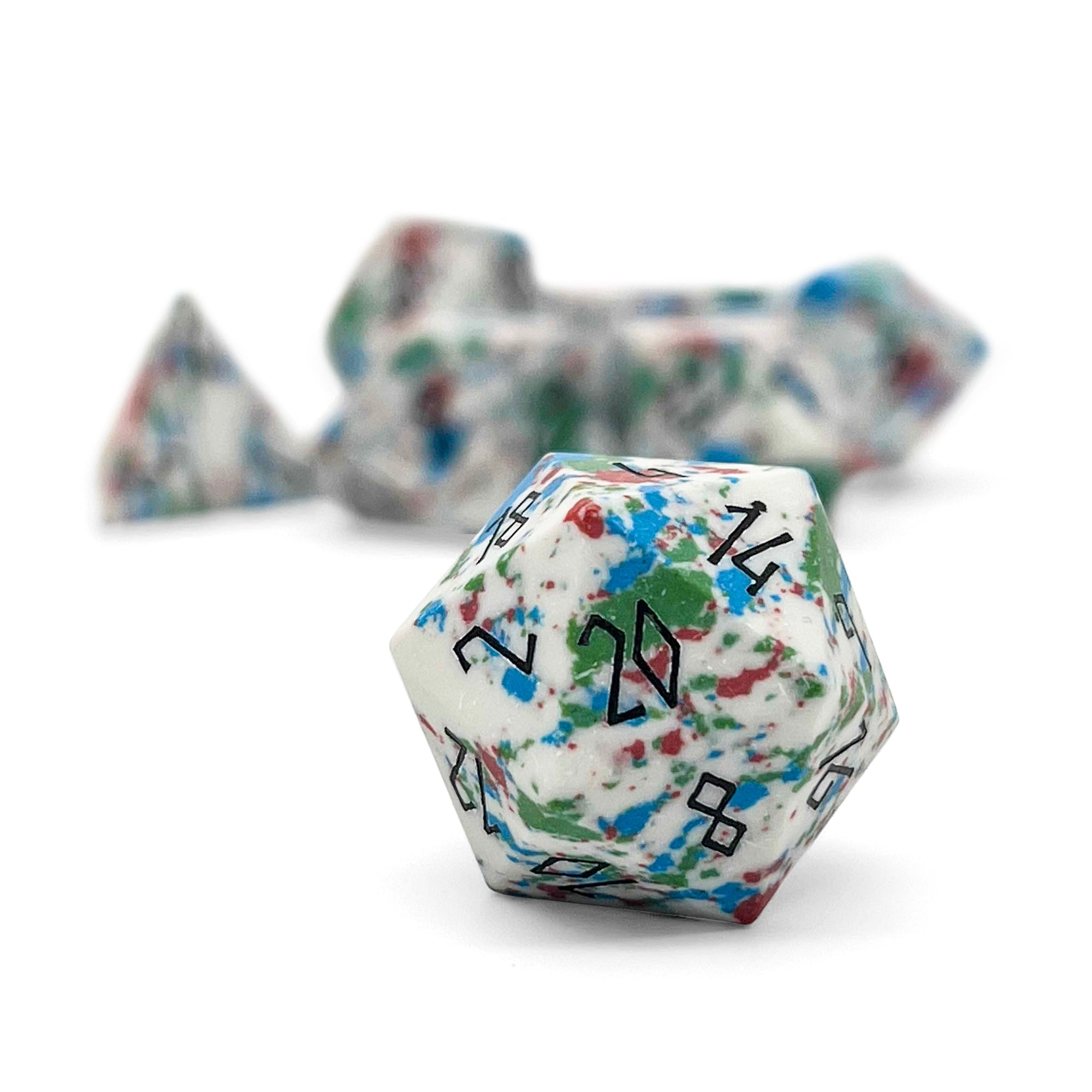 Red, Green, Blue, and White Turquoise - 7 Piece RPG Set TruStone Dice-TruStone Dice-Norse Foundry-Gemstone Dice-Dungeons & Dragons Dice-Gem Dice-DnD Dice-Gaming Dice-Perfect for Tabletop RPGs-Dice Set