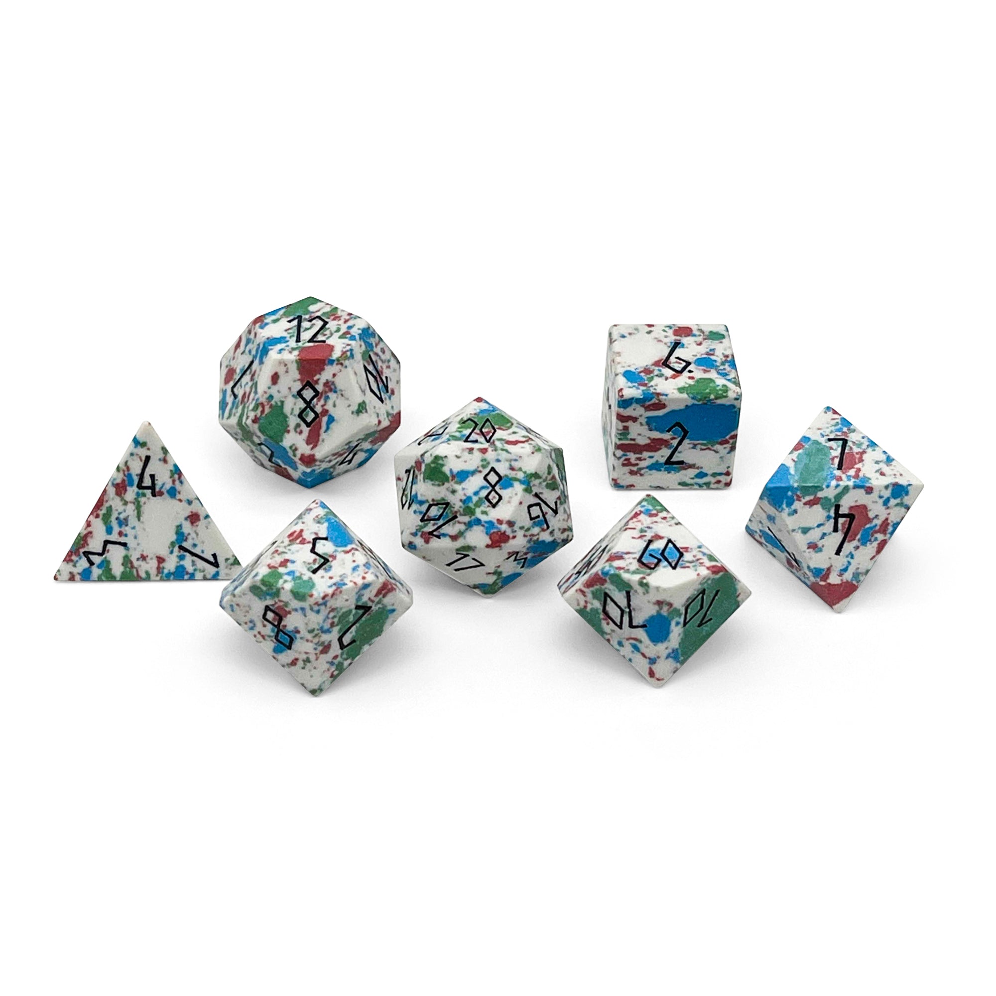 Red, Green, Blue, and White Turquoise - 7 Piece RPG Set TruStone Dice-TruStone Dice-Norse Foundry-Gemstone Dice-Dungeons and Dragons Dice-Gem Dice-DND Dice-Gaming Dice-Perfect for Tabletop RPGs-Dice Set