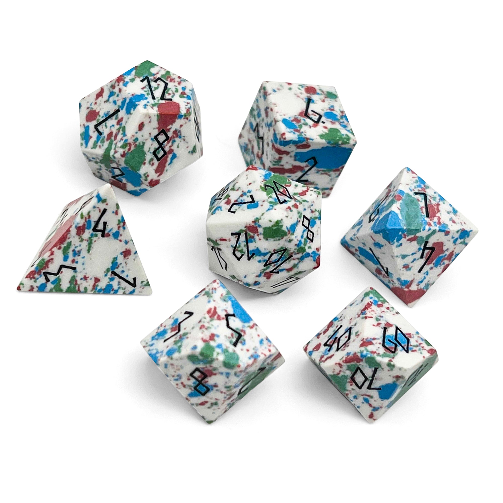 Red, Green, Blue, and White Turquoise - 7 Piece RPG Set TruStone Dice-TruStone Dice-Norse Foundry-Gemstone Dice-Dungeons and Dragons Dice-Gem Dice-DND Dice-Gaming Dice-Perfect for Tabletop RPGs-Dice Set