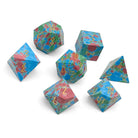 Red, Green, and Blue Splotted Turquoise - 7 Piece RPG Set TruStone Dice-TruStone Dice-Norse Foundry-Gemstone Dice-Dungeons and Dragons Dice-Gem Dice-DND Dice-Gaming Dice-Perfect for Tabletop RPGs-Dice Set