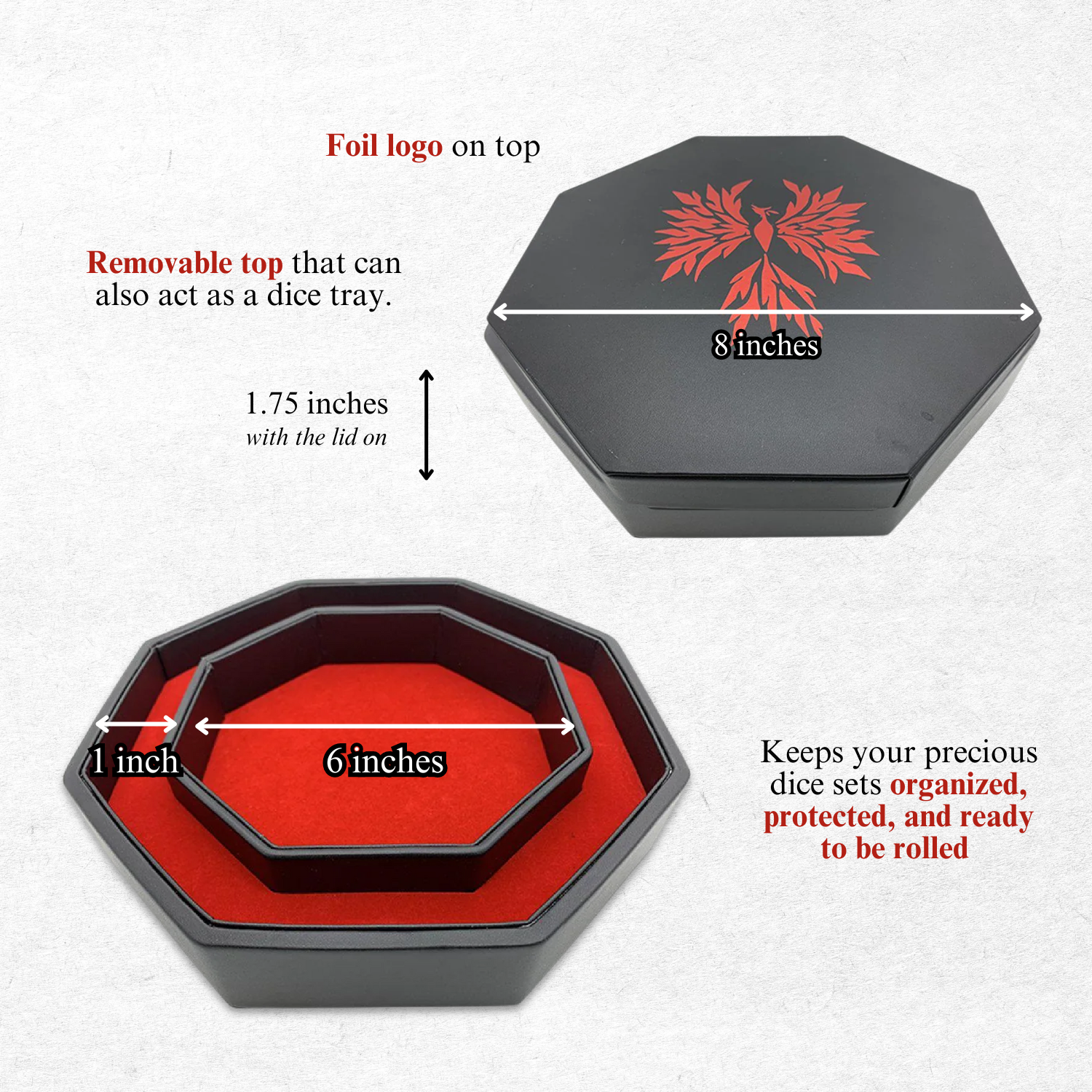 Red Phoenix - Tray of Holding™ Dice Tray by Norse Foundry-Dice Tray-Norse Foundry-Dice Tray-DND Dice Tray-D&D Dice Tray-D&D Accessories-D&D Dice Storage