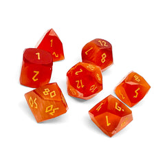 Red Cat’s Eye - 7 Piece RPG Set Glass Wondrous Cut Dice