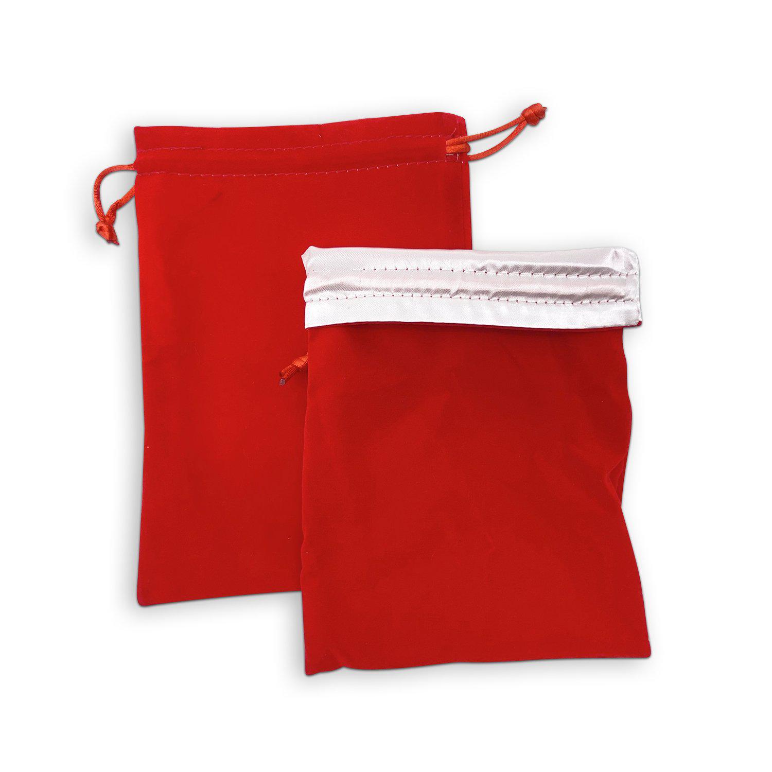 Red/White Dice Bag 5 x 7″ Velvet with Reinforced Treated Satin - NOR 03493