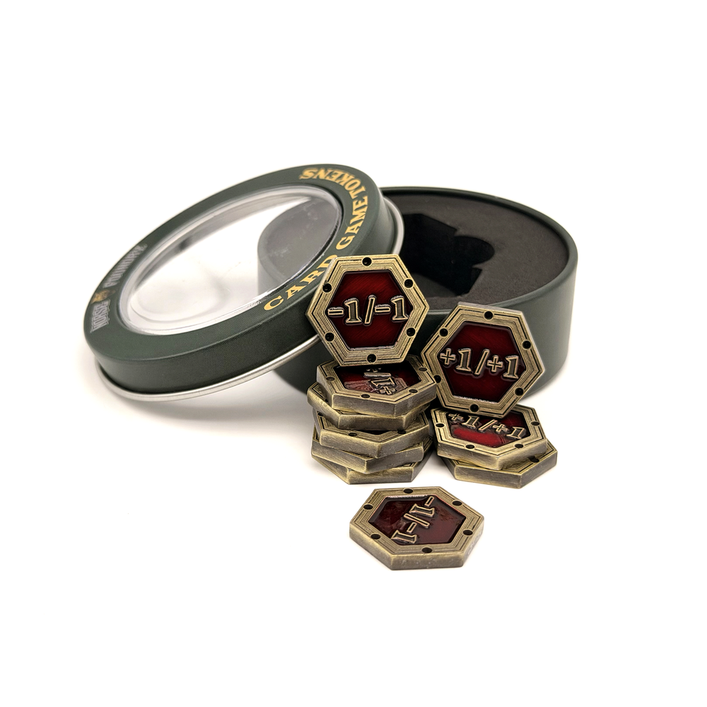 +1/+1 & -1/-1 CCG Tokens - Gold with Red