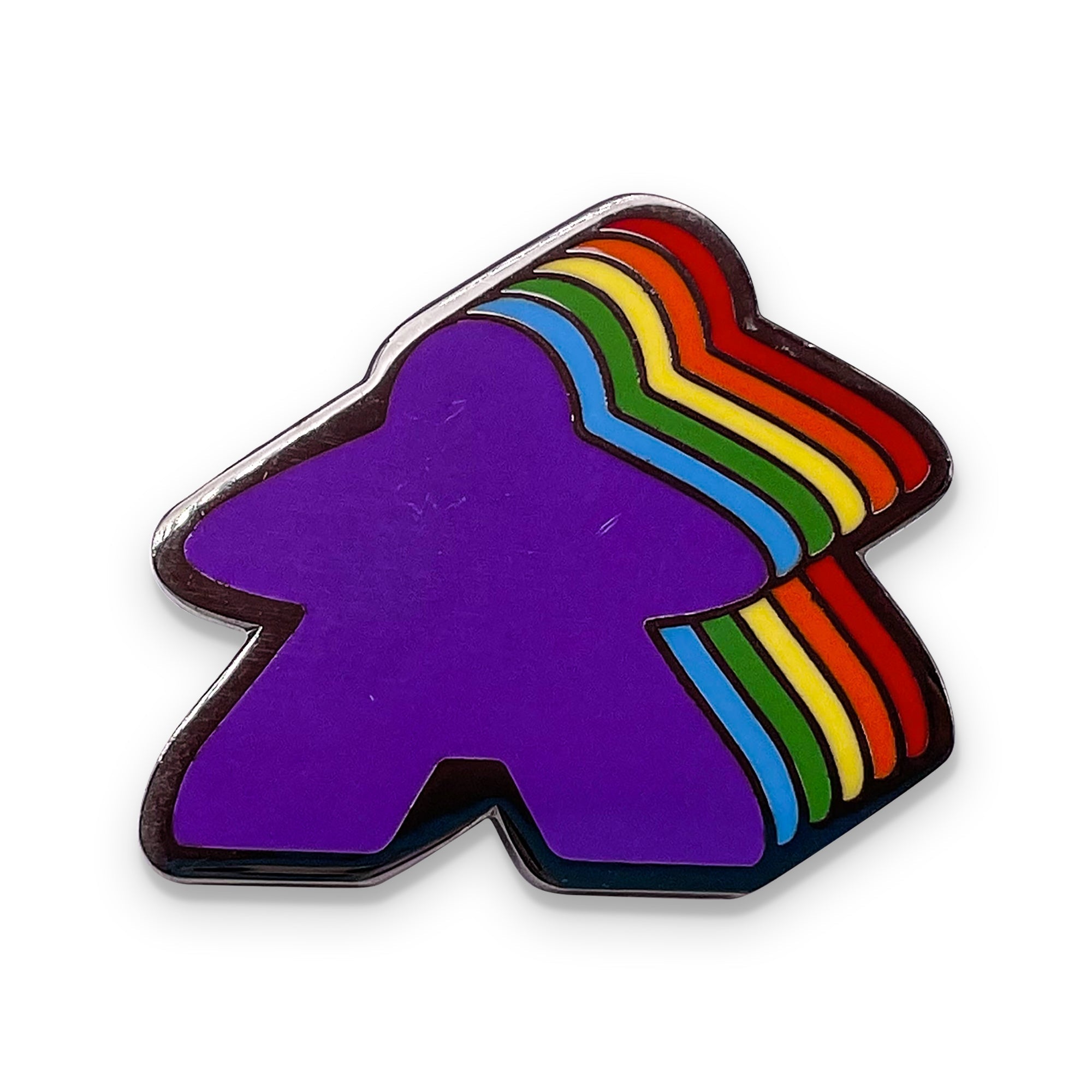 Retro Rainbow Meeple - Hard Enamel Adventure Pin By Norse Foundry-Pins-Norse Foundry-D&D Enamel Pin-D&D Pin-Dungeons and Dragons Enamel Pin-DnD Accessories
