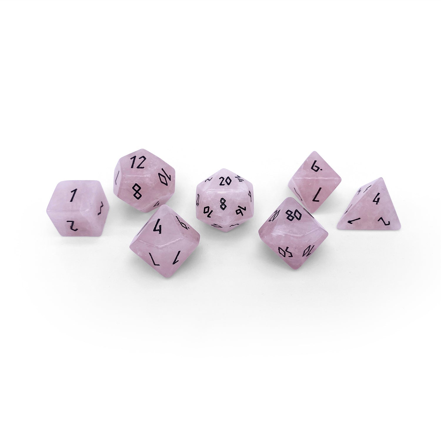Rose Quartz - 7 Piece RPG Set Gemstone Dice-Gemstone Dice-Norse Foundry-Gemstone Dice-Dungeons and Dragons Dice-Gem Dice-DND Dice-Gaming Dice-Perfect for Tabletop RPGs-Dice Set