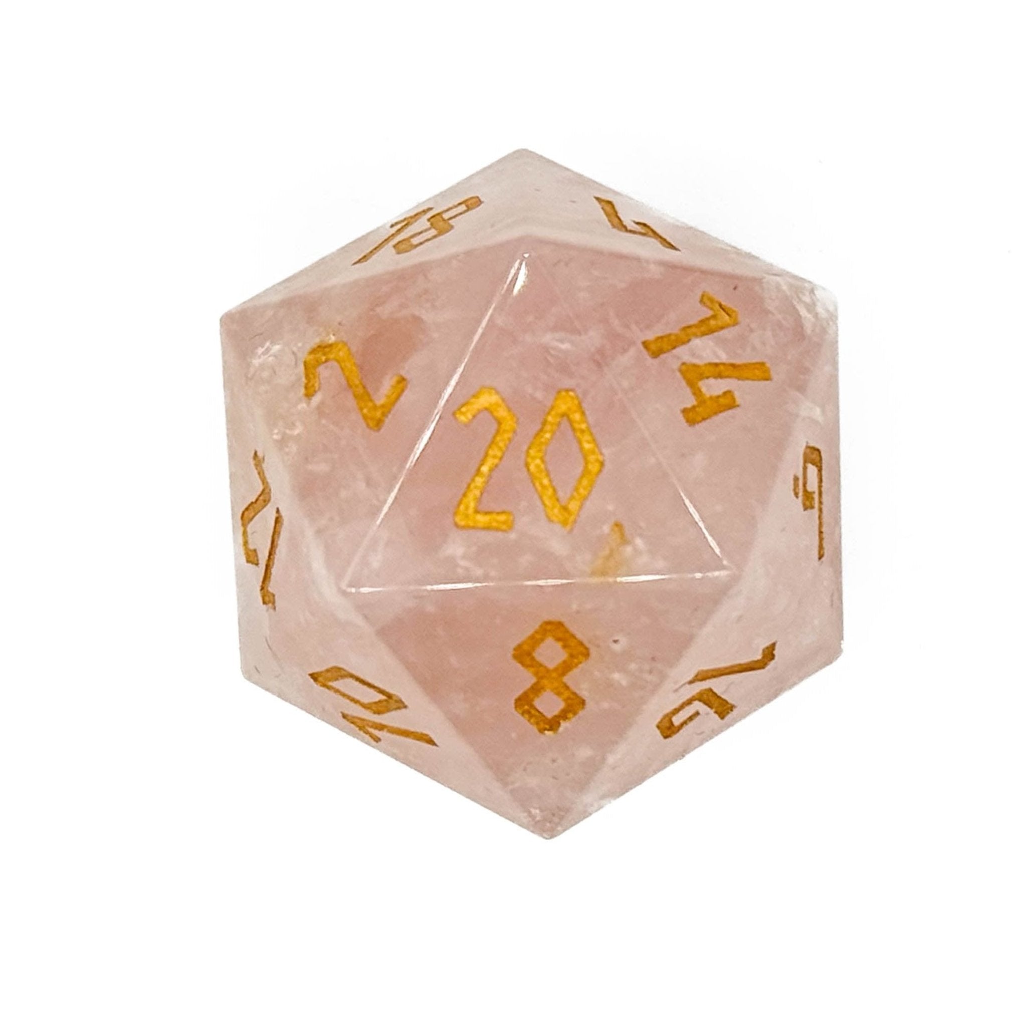 Rose Quartz - Boulder® 30mm Gemstone Dice-Boulder-Norse Foundry-Dungeons & Dragons Dice-d&d-Gem Dice-D20-Gemstone D20-Collectible D20 Dice-Giant D20 for D&D
