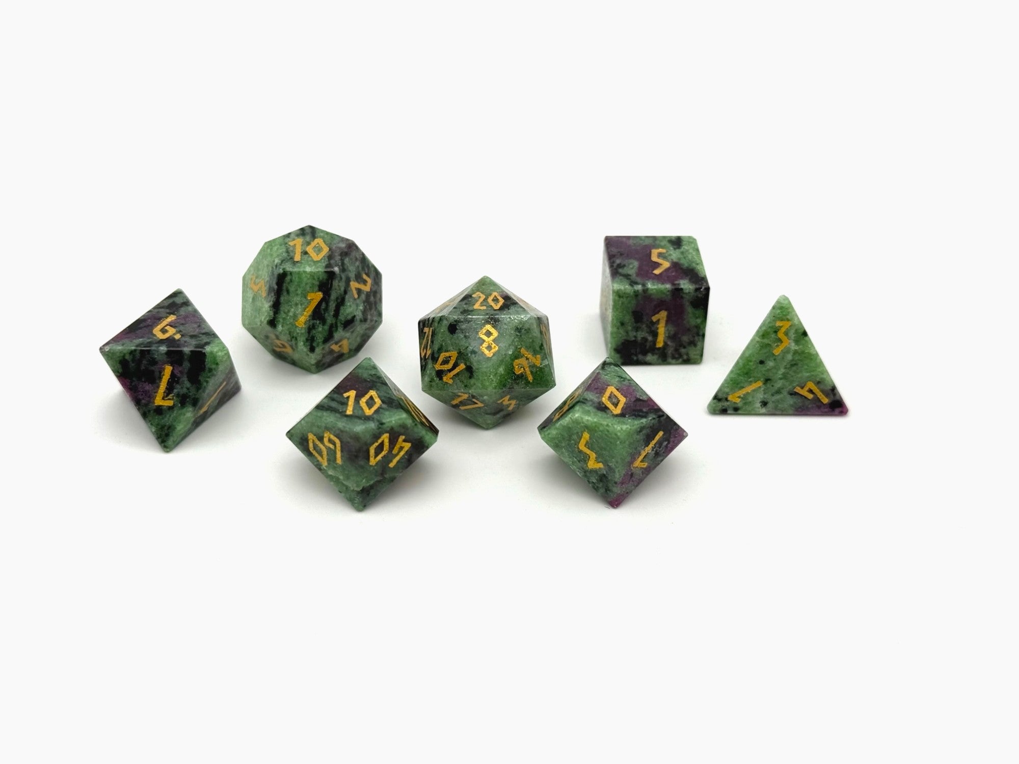 Ruby Zoisite - 7 Piece RPG Set Gemstone Dice-Gemstone Dice-Norse Foundry-Gemstone Dice-Dungeons & Dragons Dice-Gem Dice-DnD Dice-Gaming Dice-Perfect for Tabletop RPGs-Dice Set