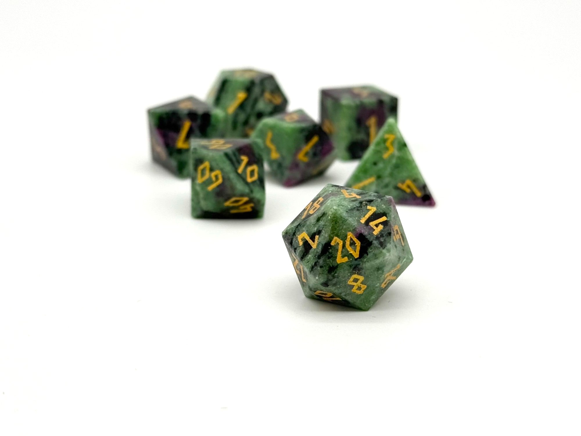 Ruby Zoisite - 7 Piece RPG Set Gemstone Dice-Gemstone Dice-Norse Foundry-Gemstone Dice-Dungeons and Dragons Dice-Gem Dice-DND Dice-Gaming Dice-Perfect for Tabletop RPGs-Dice Set