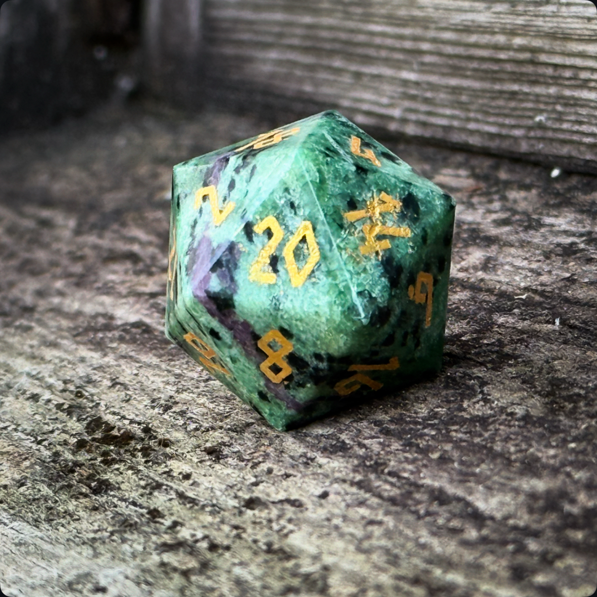 Ruby Zoisite - Boulder® 30mm Gemstone Dice-Boulder-Norse Foundry-Dungeons and Dragons Dice-Gem Dice-D20-Gemstone D20-Collectible D20 Dice-Giant D20 for DnD