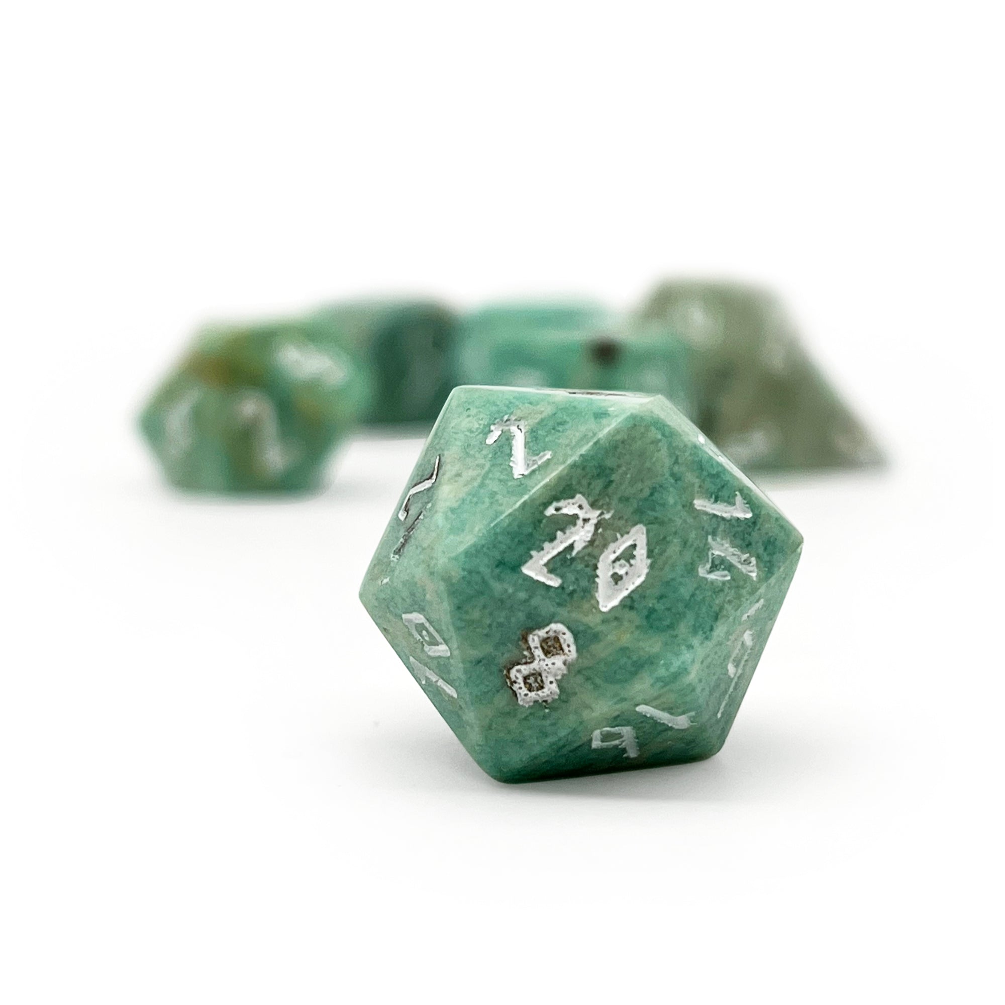 Russian Amazonite - 7 Piece RPG Set TruStone Dice-TruStone Dice-Norse Foundry-Gemstone Dice-Dungeons and Dragons Dice-Gem Dice-DND Dice-Gaming Dice-Perfect for Tabletop RPGs-Dice Set