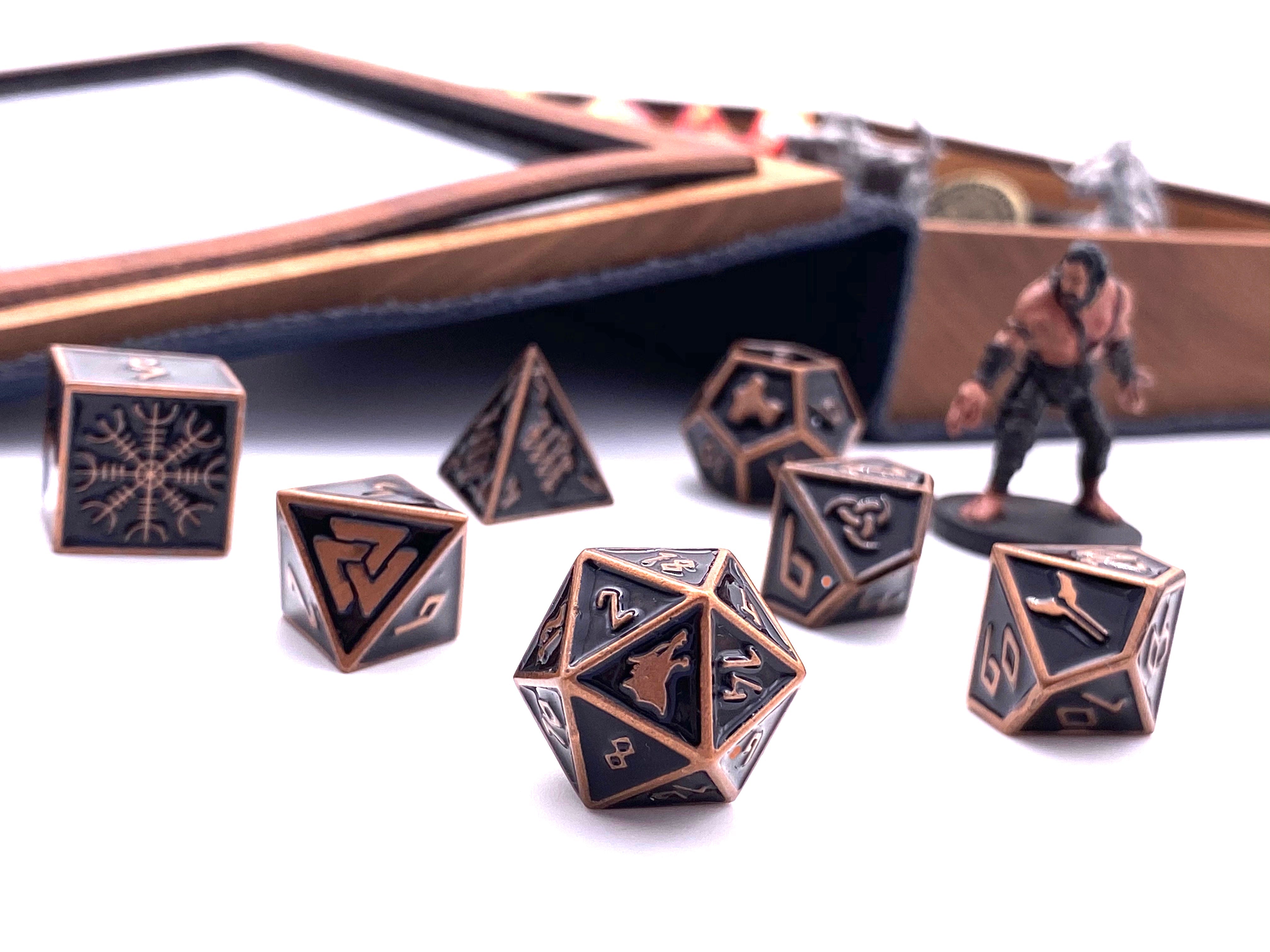 Rust Monster - Norse Themed Metal Dice Set-Zinc Alloy Dice-Norse Foundry-Dungeons and Dragons-DND Dice-D20-Metal Dice Set-DND-D&D Metal Dice Set-Perfect for Tabletop RPGs