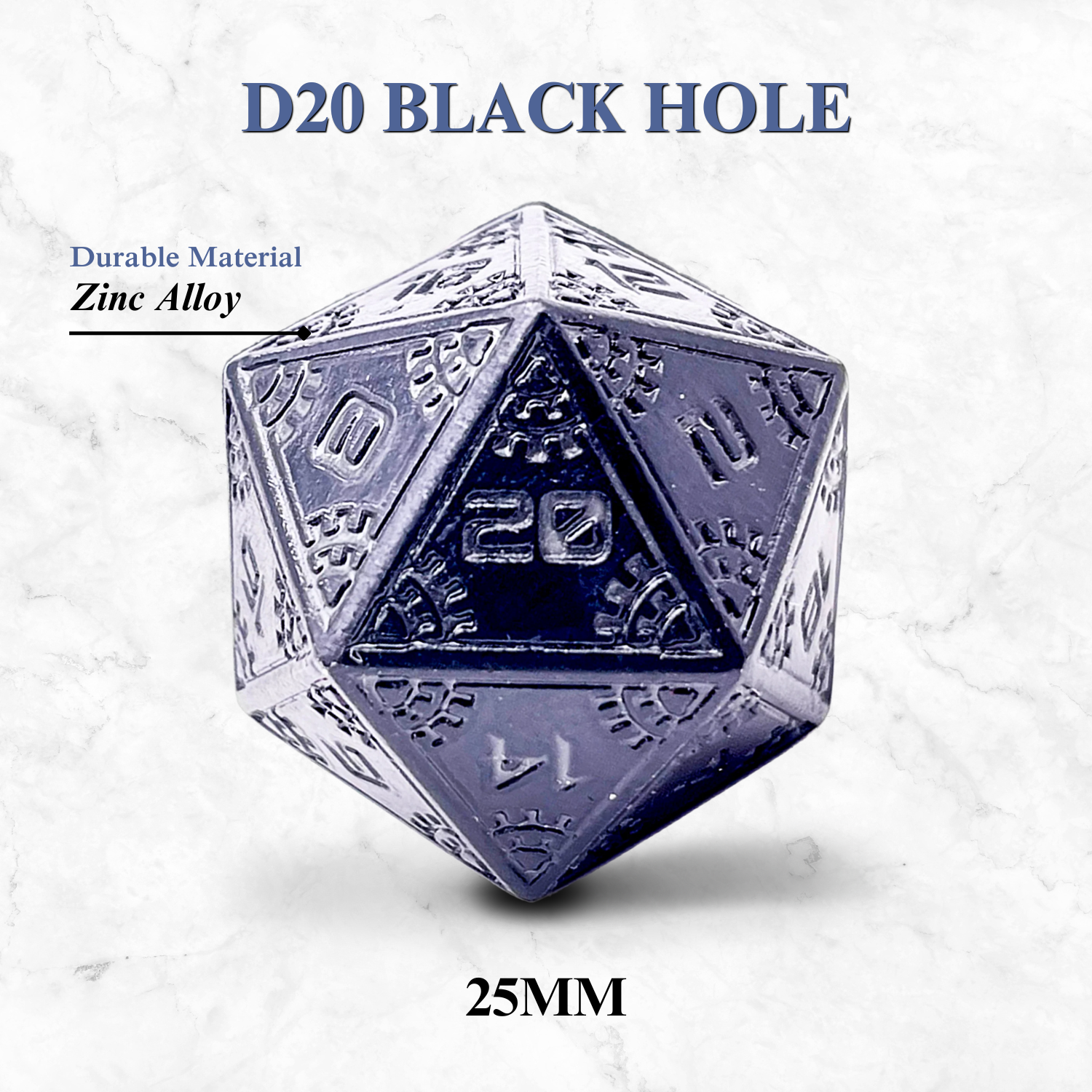 Space Dice Meteor Runestones™ - 25mm D20 - Black Hole