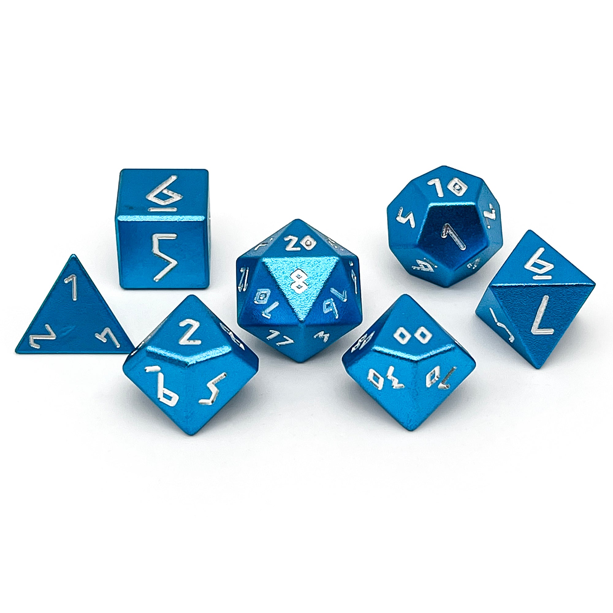 Sea Teal - 7 Piece RPG Set 6063 Aluminum Dice-Aluminum Dice-Norse Foundry-Norse Foundry-aluminum dice-dungeons & dragons-d&d dice set-rpg dice set-aluminum d&d dice set-d&d-lightweight-perfect for tabletop rpgs