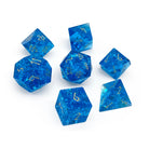Shattered Zircon Sapphire - 7 Piece RPG Set Zircon Glass Dice-Glass Dice-Norse Foundry-Norse Foundry-zircon glass dice-dungeons & dragons-d&d dice set-rpg dice set-glass dice set-d&d-perfect for tabletop rpgs