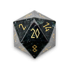Shattered Zircon Smoke - Gold Font Boulder® 30mm Glass Dice-Glass Dice-Norse Foundry-Norse Foundry-dungeons & dragons-d&d dice-rpg dice-d20-glass dice-d&d-30mm-boulder-perfect for tabletop rpgs