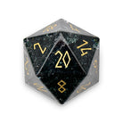 Shattered Zircon Smoke - Gold Font Boulder® 30mm Glass Dice-Glass Dice-Norse Foundry-DND Dice-Glass Dice-D20-Glass D20-Collectible D20 Dice-Giant D20 for DnD