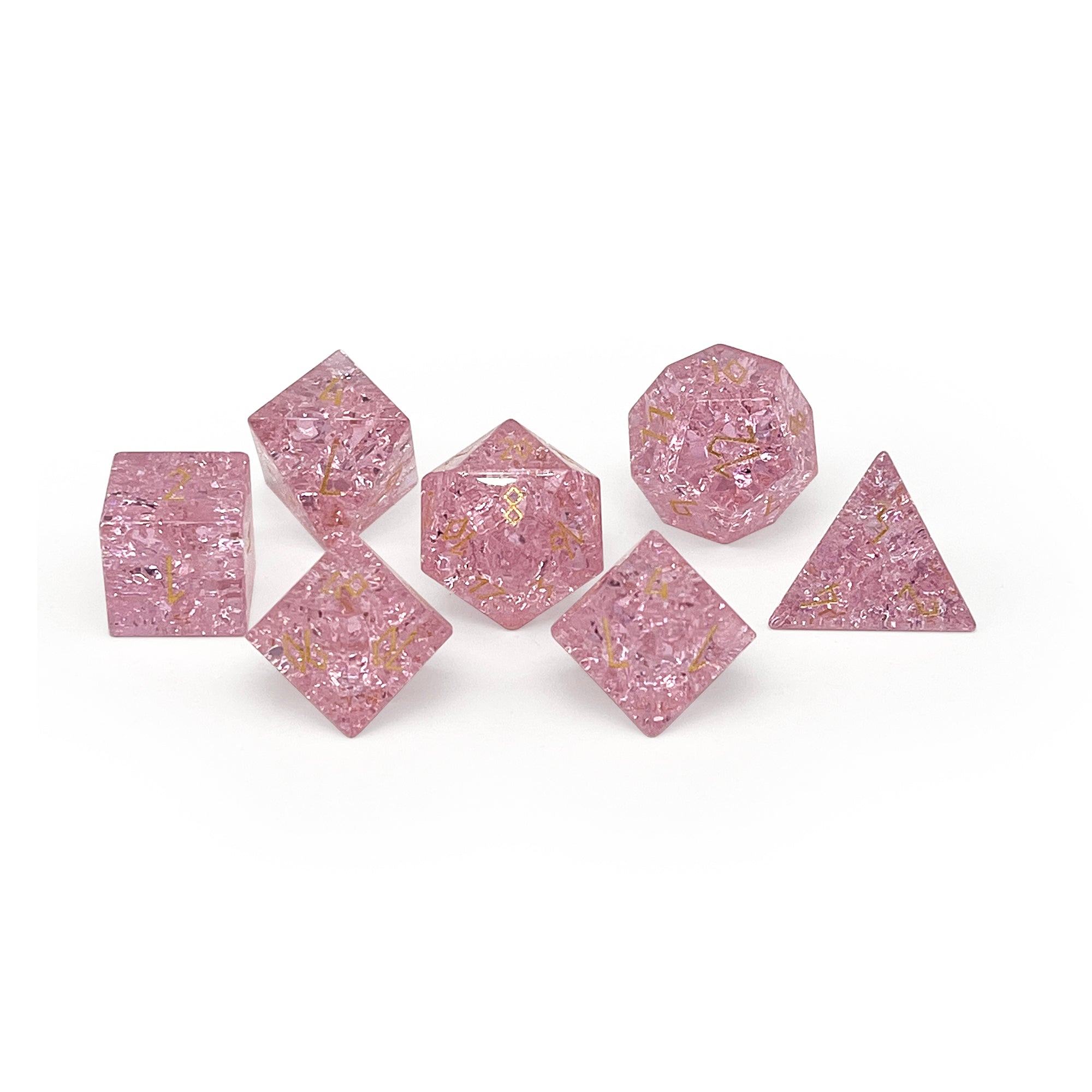 Shattered Zircon Tourmaline - 7 Piece RPG Set Zircon Glass Dice-Glass Dice-Norse Foundry-Norse Foundry-zircon glass dice-dungeons & dragons-d&d dice set-rpg dice set-glass dice set-d&d-perfect for tabletop rpgs