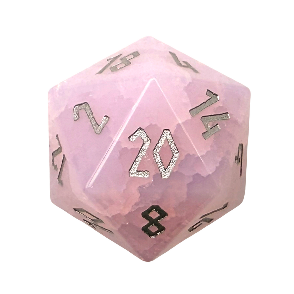 Shattered Pink Opalite with Silver Font - Boulder® 30mm Gemstone Dice