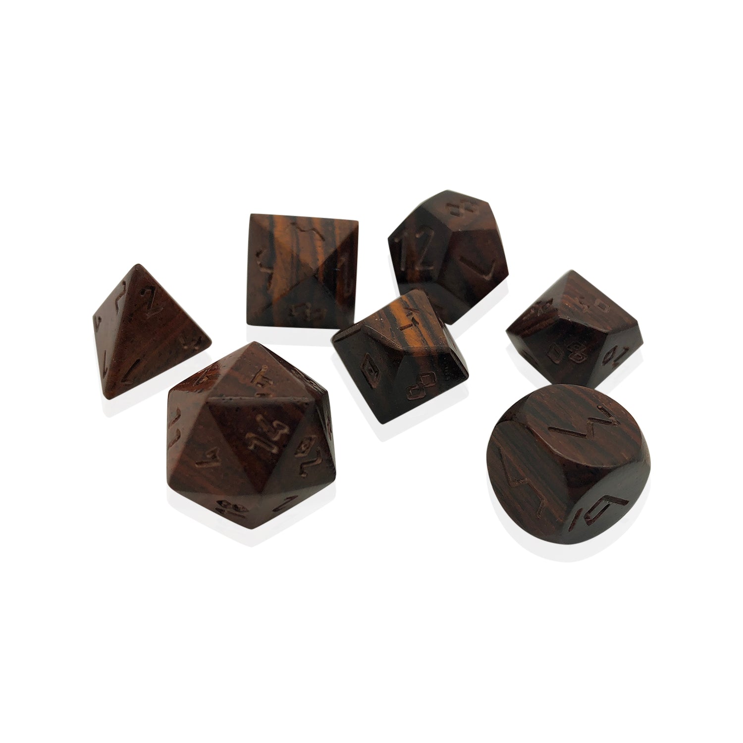 Siamese Rosewood - 7 Piece RPG Wooden Dice Set