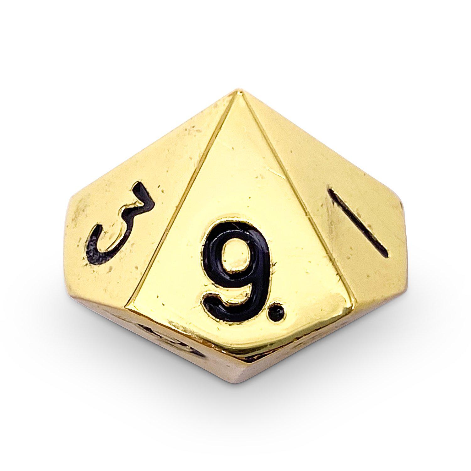 Single Alloy D10 in Dead Man's Gold by-Zinc Alloy Dice-Norse Foundry-dice-dungeons and dragons-d&d-dungeons & dragons-metal dice-d10
