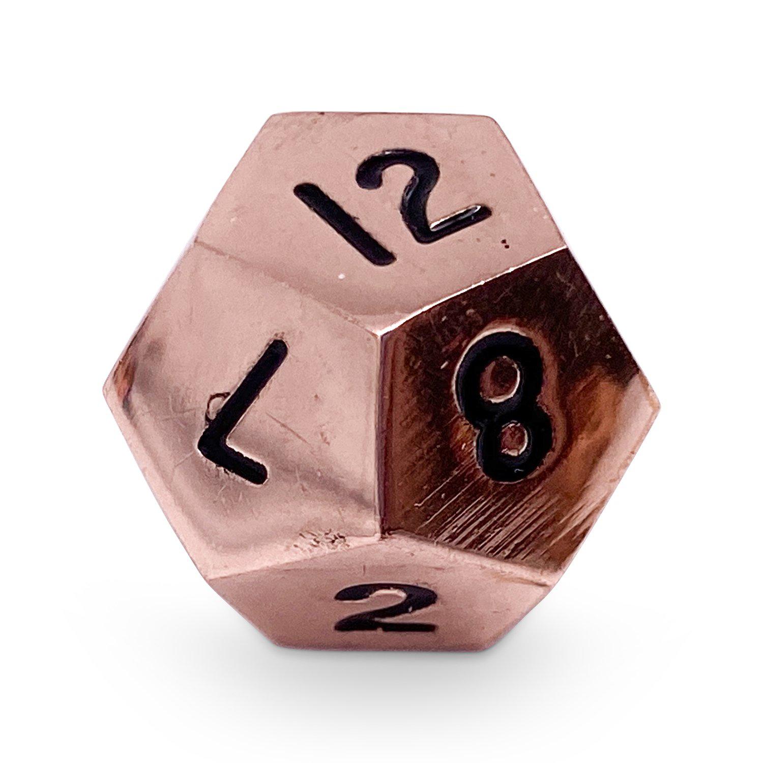 Single Alloy D12 in Copper Still by Norse Foundry-Zinc Alloy Dice-Norse Foundry-dice-dungeons and dragons-dnd-dungeons & dragons-metal dice-d12