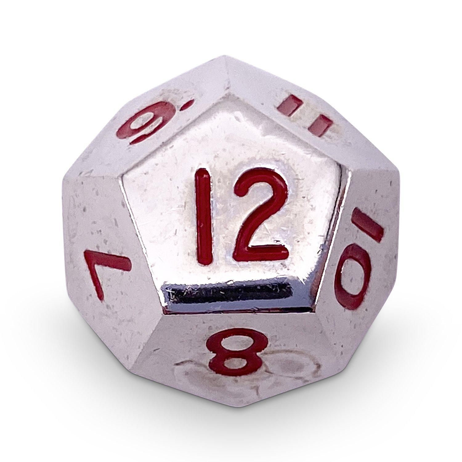 Single Alloy D12 in Lycanthrope Silver by Norse Foundry-Zinc Alloy Dice-Norse Foundry-dice-dungeons & dragons-dnd-dungeons & dragons-metal dice-d12