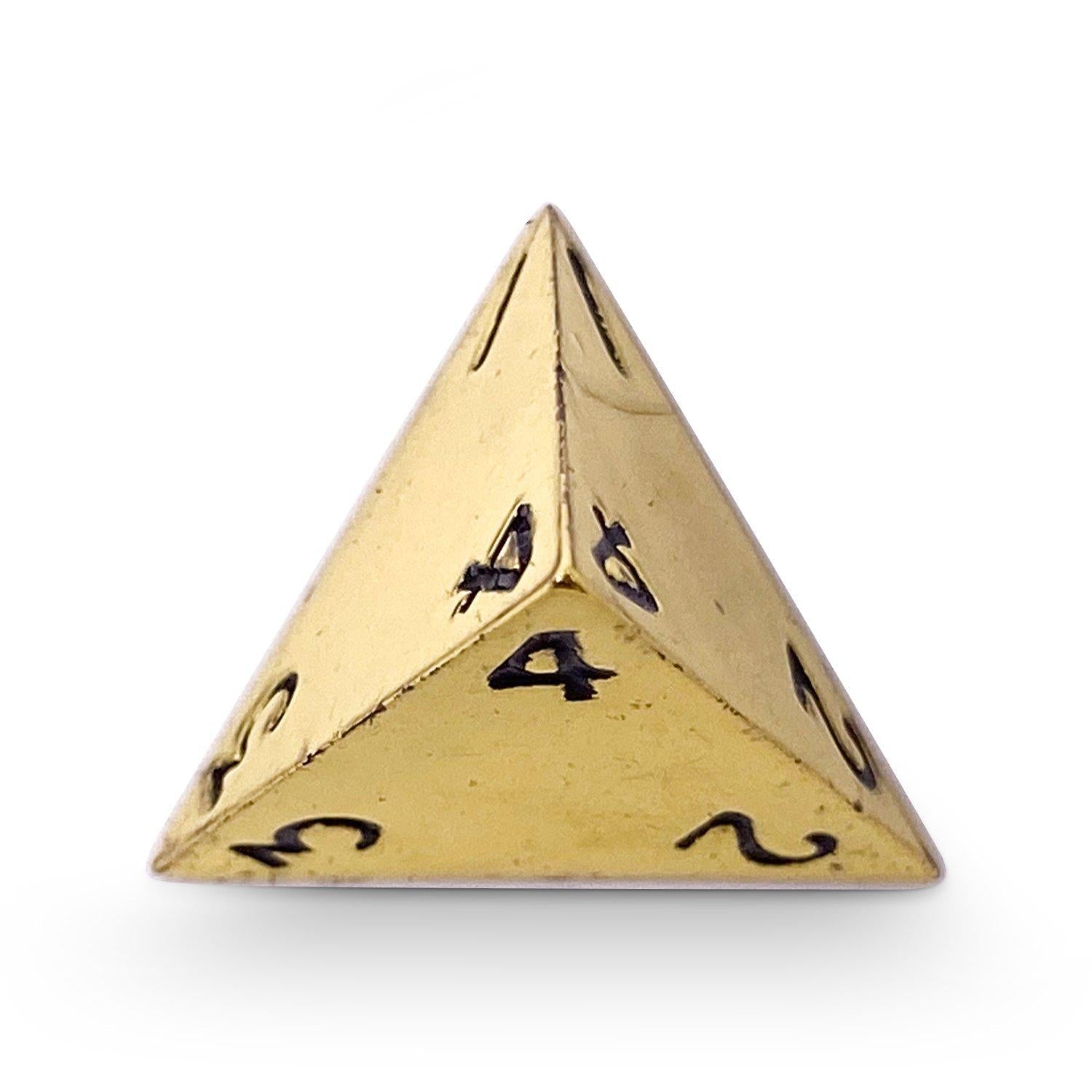 Single Alloy D4 in Dead Man's Gold by-Zinc Alloy Dice-Norse Foundry-dice-dungeons and dragons-d&d-dungeons & dragons-metal dice-d4