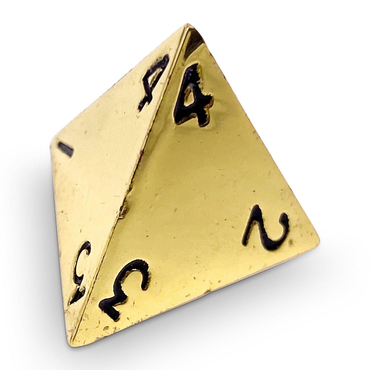 Single Alloy D4 in Dead Man's Gold by-Zinc Alloy Dice-Norse Foundry-dice-dungeons and dragons-d&d-dungeons & dragons-metal dice-d4