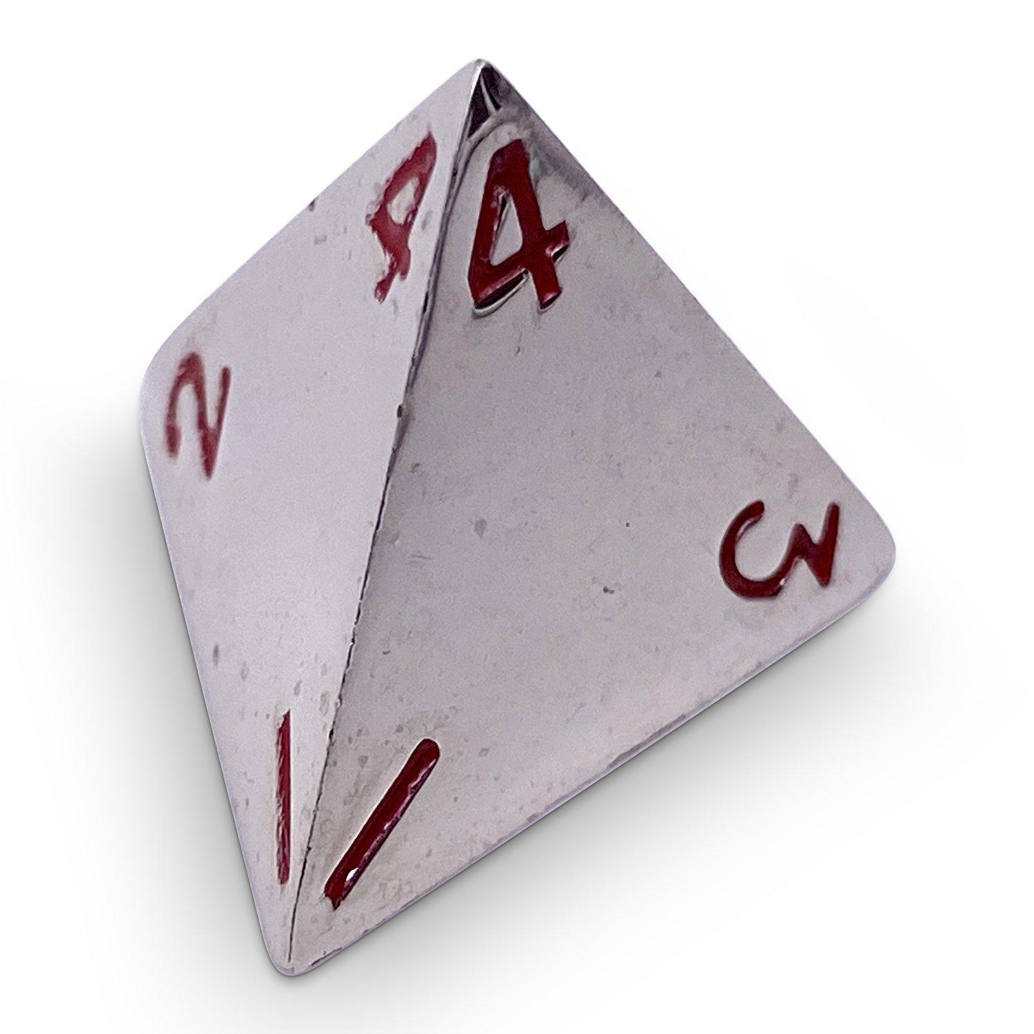 Single Alloy D4 in Lycanthrope Silver by Norse Foundry-Zinc Alloy Dice-Norse Foundry-dice-dungeons and dragons-dnd-dungeons & dragons-metal dice-d4