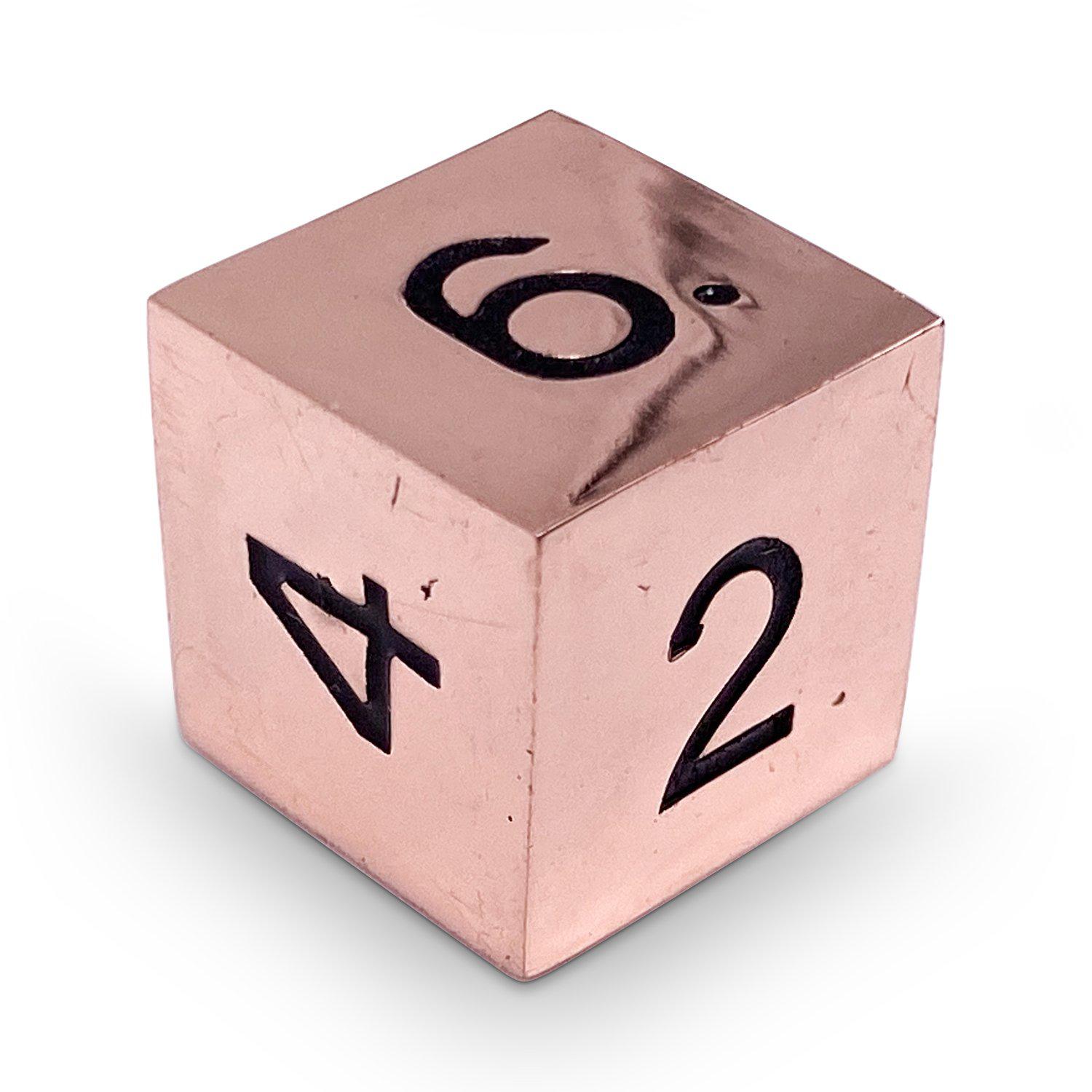Single Alloy D6 in Copper Still by Norse Foundry-Zinc Alloy Dice-Norse Foundry-dice-dungeons & dragons-dnd-dungeons & dragons-metal dice-d6