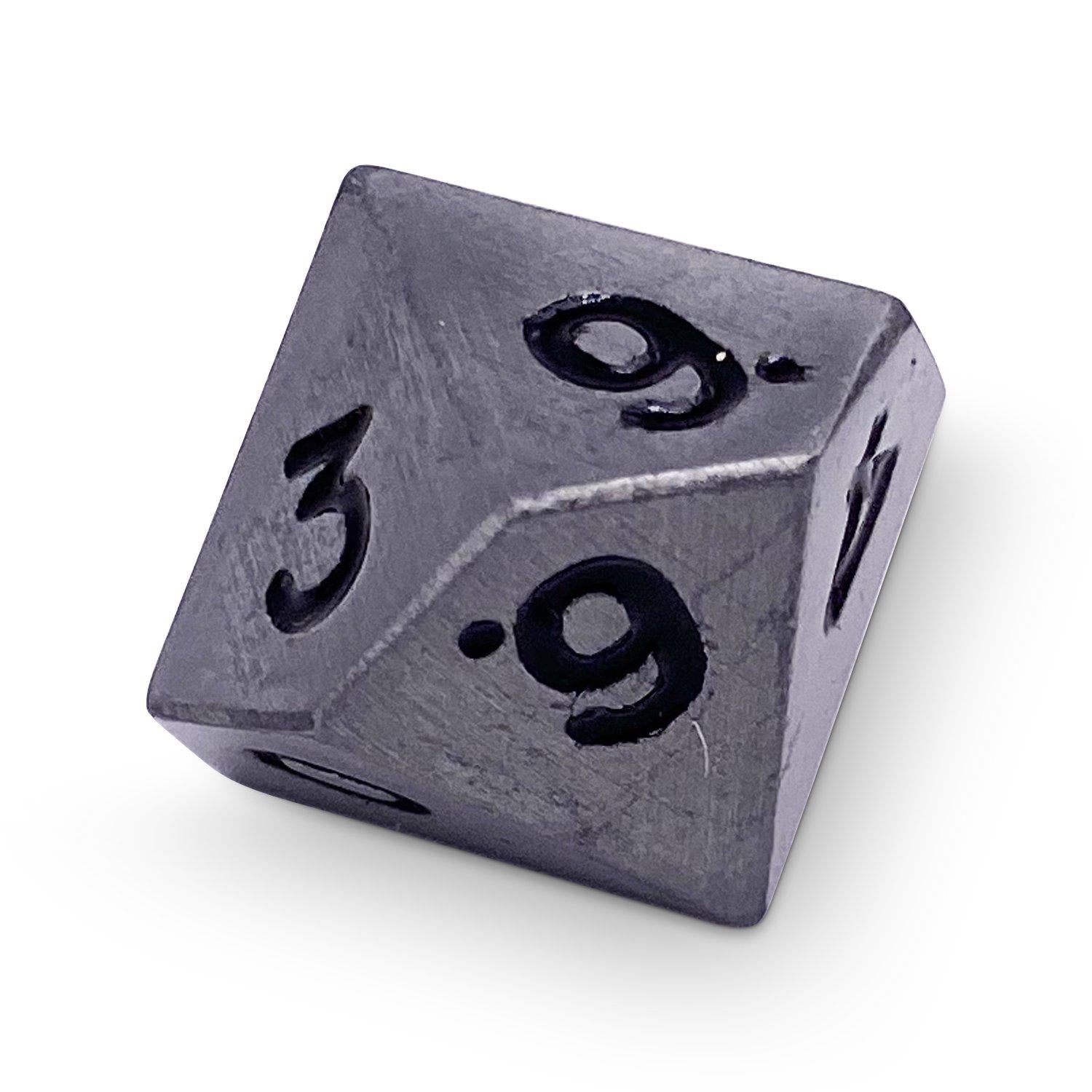 Single Alloy Metal D10 in Aged Mithiral by Norse Foundry-Metal - Zinc Alloy Dice-Norse Foundry-dice-dungeons & dragons-d&d-dungeons & dragons-metal dice-d10