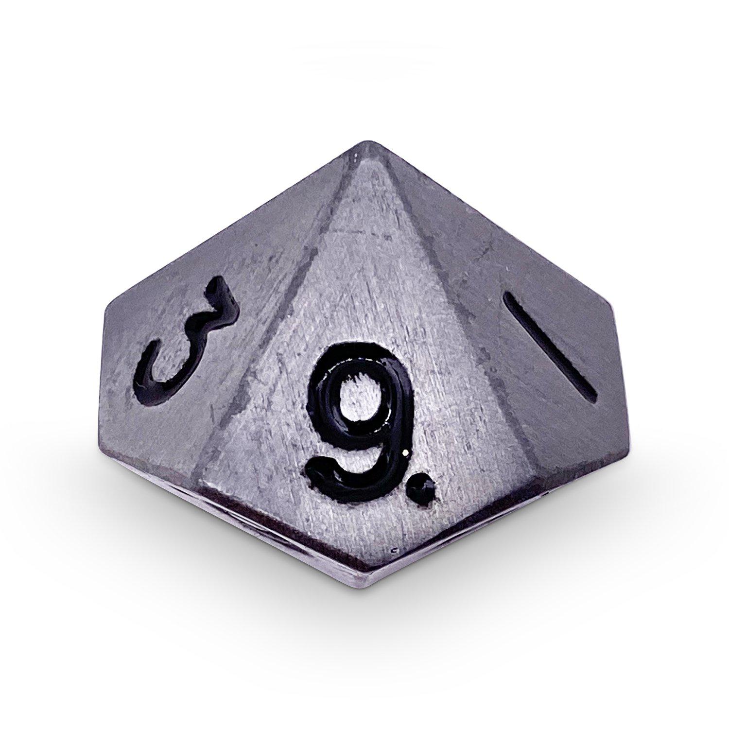 Single Alloy Metal D10 in Aged Mithiral by Norse Foundry-Metal - Zinc Alloy Dice-Norse Foundry-dice-dungeons & dragons-dnd-dungeons & dragons-metal dice-d10