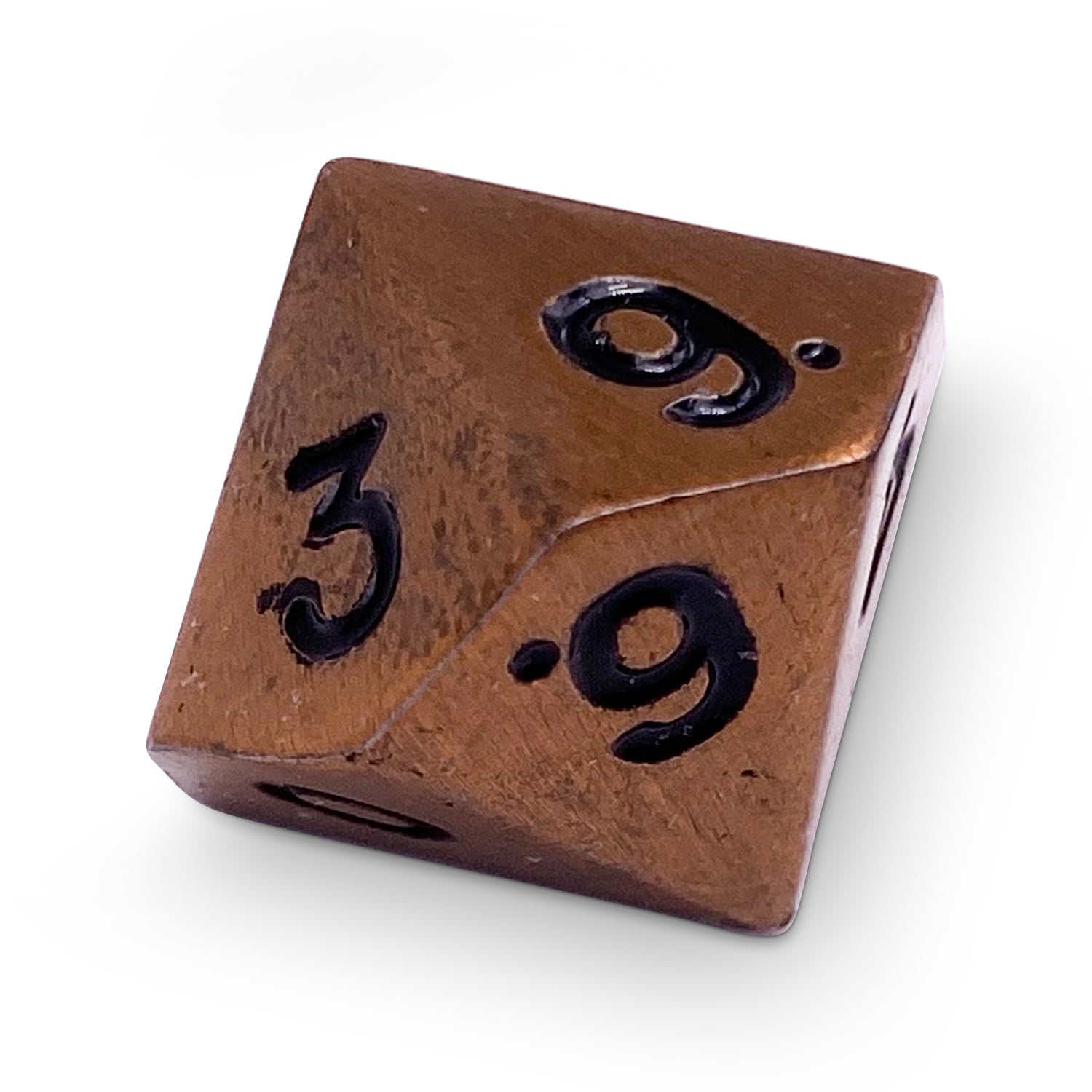 Single Alloy Metal D10 in Gnomish Copper by Norse Foundry-Metal - Zinc Alloy Dice-Norse Foundry-dice-dungeons & dragons-d&d-dungeons & dragons-metal dice-d10