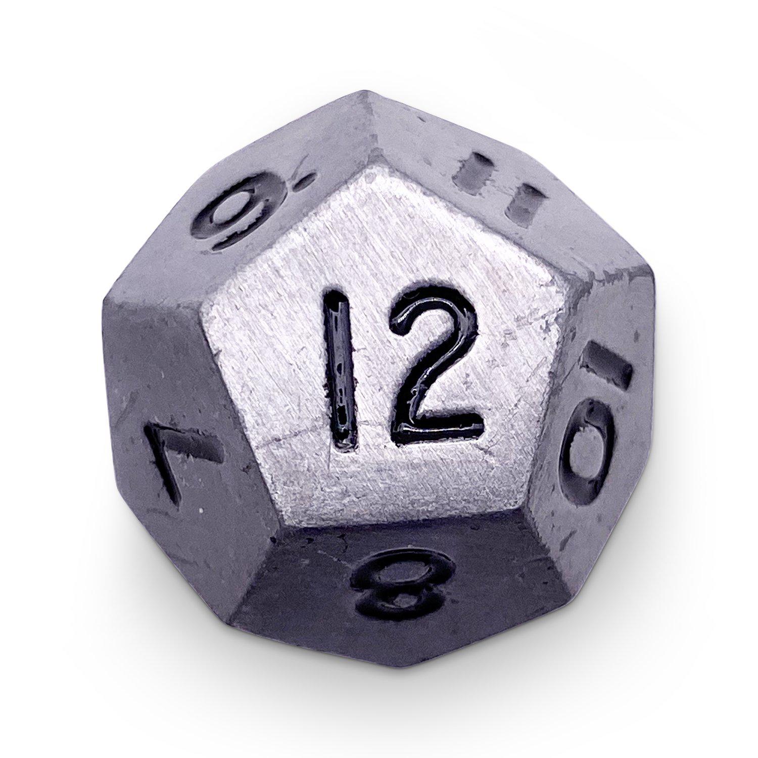 Single Alloy Metal D12 in Aged Mithiral by Norse Foundry-Metal - Zinc Alloy Dice-Norse Foundry-dice-dungeons & dragons-d&d-dungeons & dragons-metal dice-d12