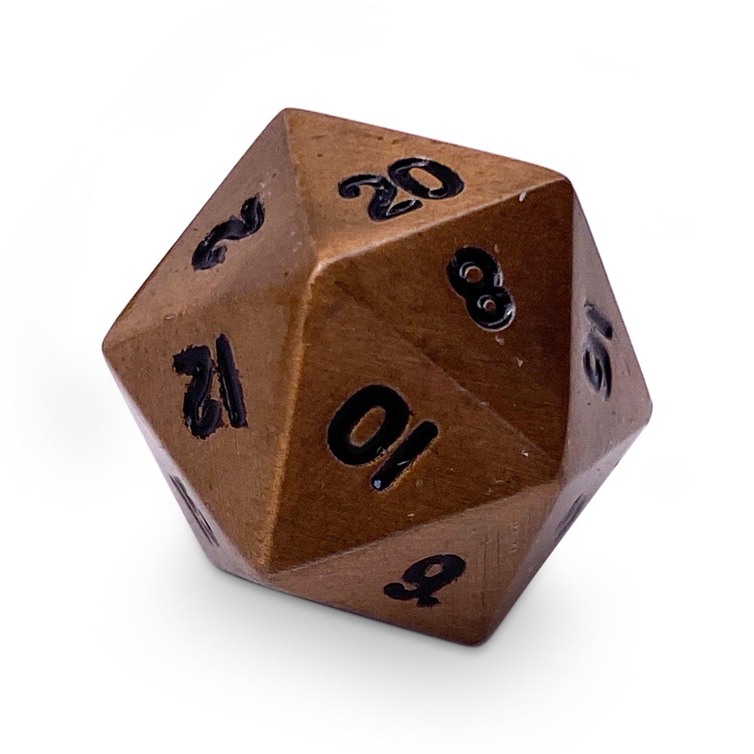 Single Alloy Metal D20 in Gnomish Copper by Norse Foundry-Metal - Zinc Alloy Dice-Norse Foundry-dice-dungeons & dragons-d&d-dungeons & dragons-metal dice-d20