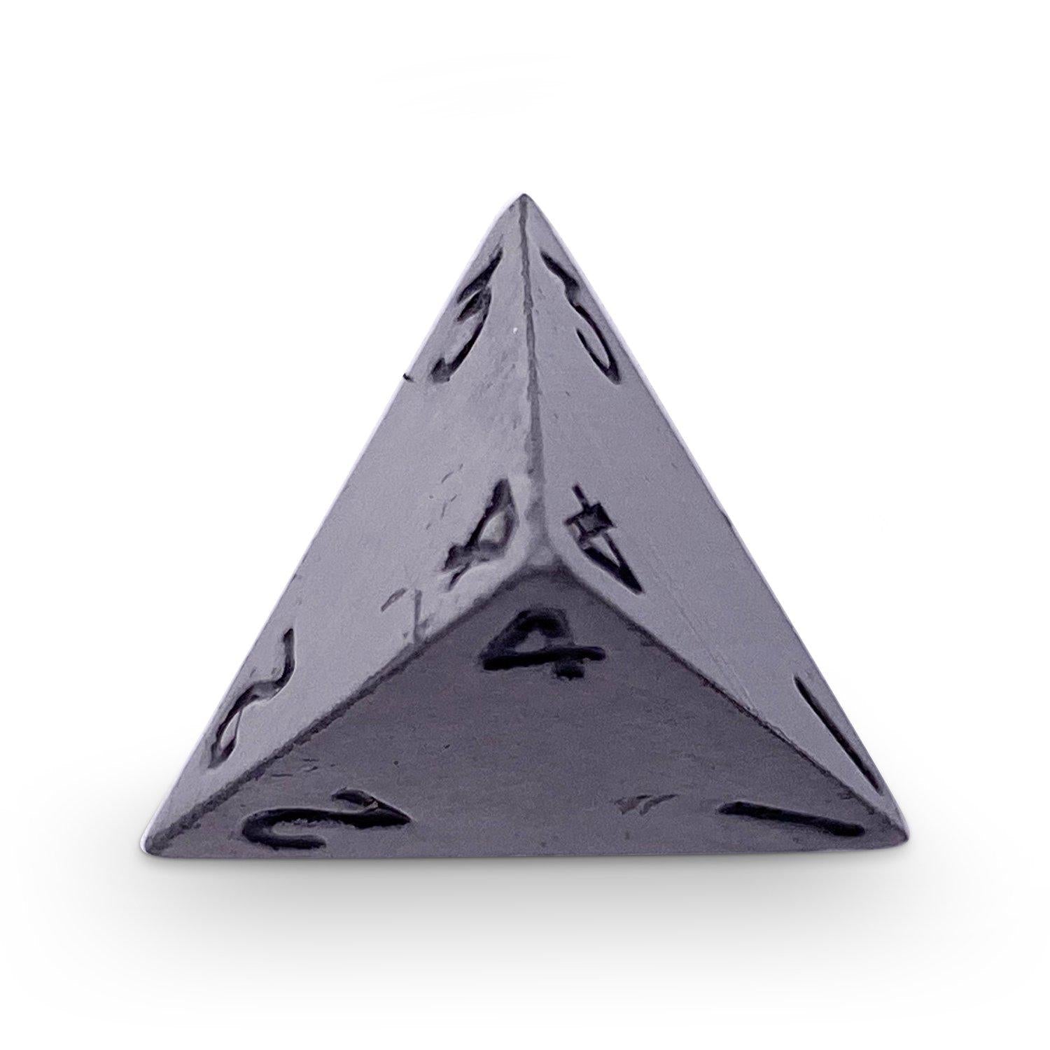 Single Alloy Metal D4 in Aged Mithiral by Norse Foundry-Metal - Zinc Alloy Dice-Norse Foundry-dice-dungeons and dragons-dnd-dungeons & dragons-metal dice-d4