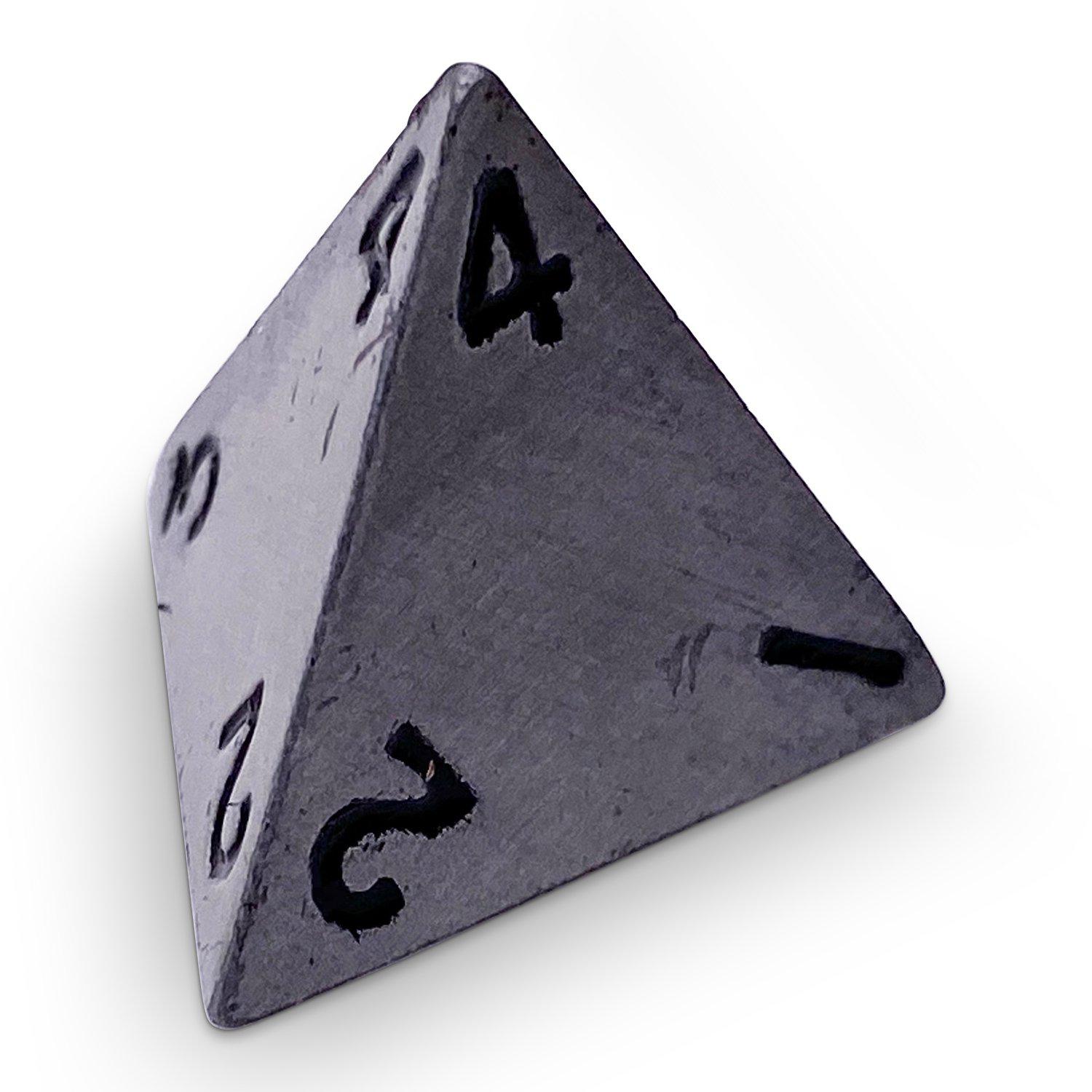 Single Alloy Metal D4 in Aged Mithiral by Norse Foundry-Metal - Zinc Alloy Dice-Norse Foundry-dice-dungeons and dragons-dnd-dungeons & dragons-metal dice-d4