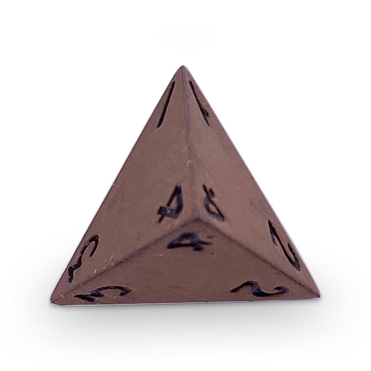 Single Alloy Metal D4 in Gnomish Copper by-Metal - Zinc Alloy Dice-Norse Foundry-dice-dungeons and dragons-dnd-dungeons & dragons-metal dice-d4