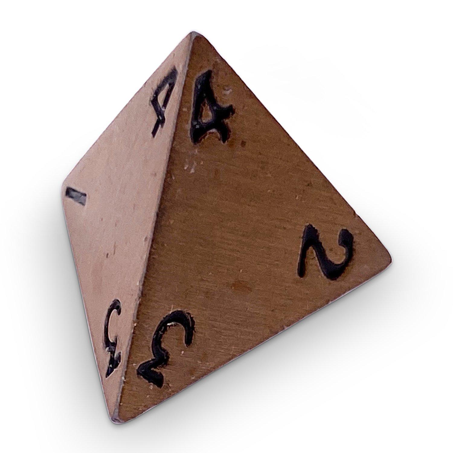 Single Alloy Metal D4 in Gnomish Copper by-Metal - Zinc Alloy Dice-Norse Foundry-dice-dungeons and dragons-dnd-dungeons & dragons-metal dice-d4