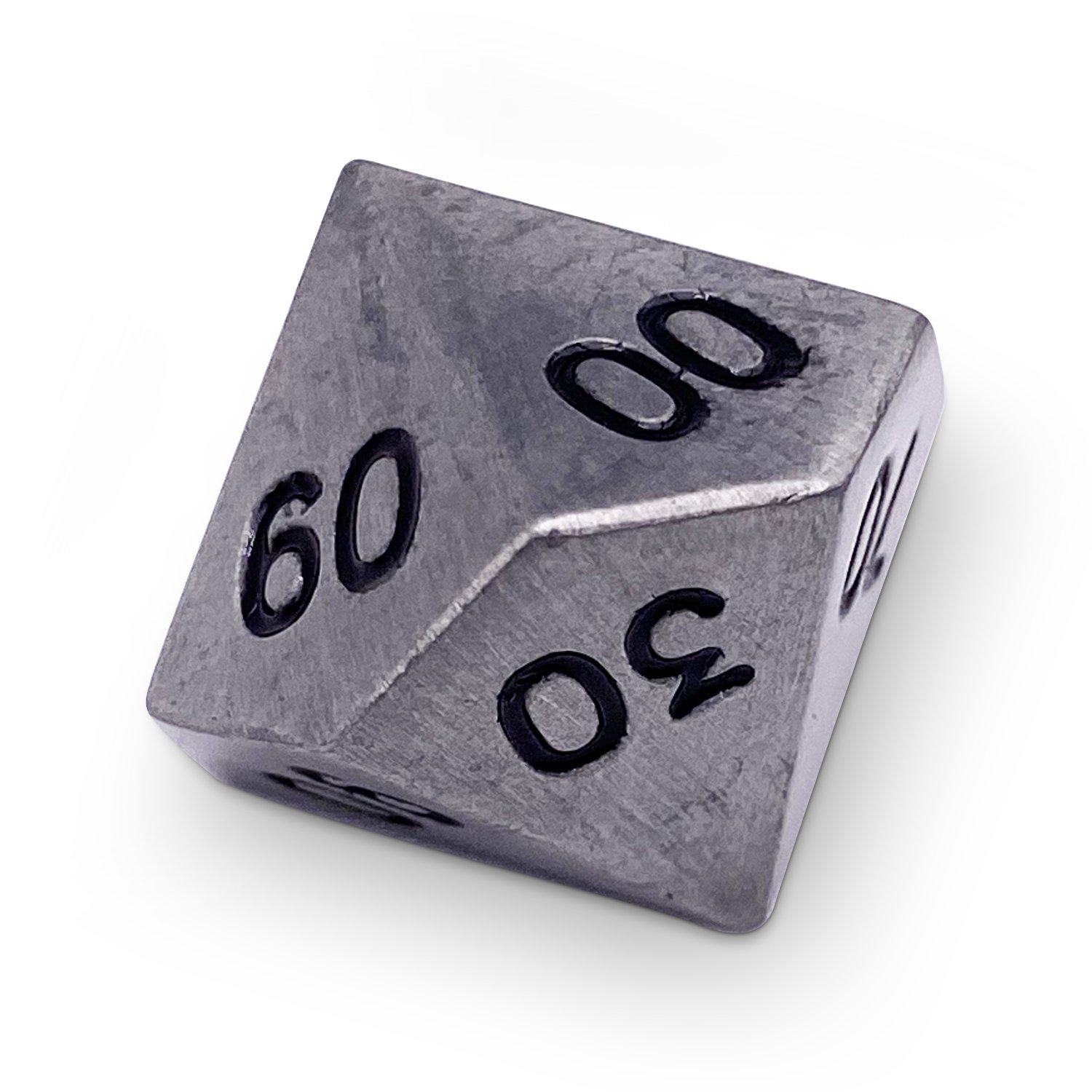 Single Alloy Metal Percentile D10 in Aged Mithiral by Norse Foundry-Metal - Zinc Alloy Dice-Norse Foundry-dice-dungeons and dragons-dnd-dungeons & dragons-metal dice-d%-percentile