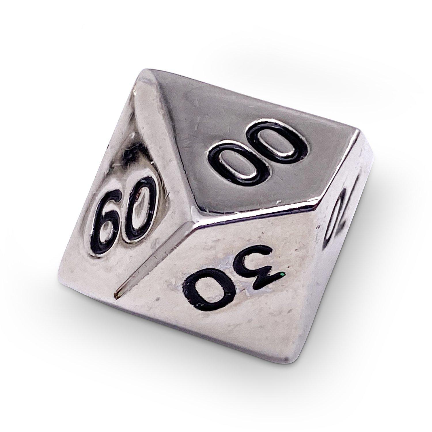 Single Alloy Percentile D10 in Chainmail Silver by-Zinc Alloy Dice-Norse Foundry-Norse Foundry-dungeons & dragons-d&d dice-rpg d%-metal d%-d&d-d%-percentile-perfect for tabletop rpgs