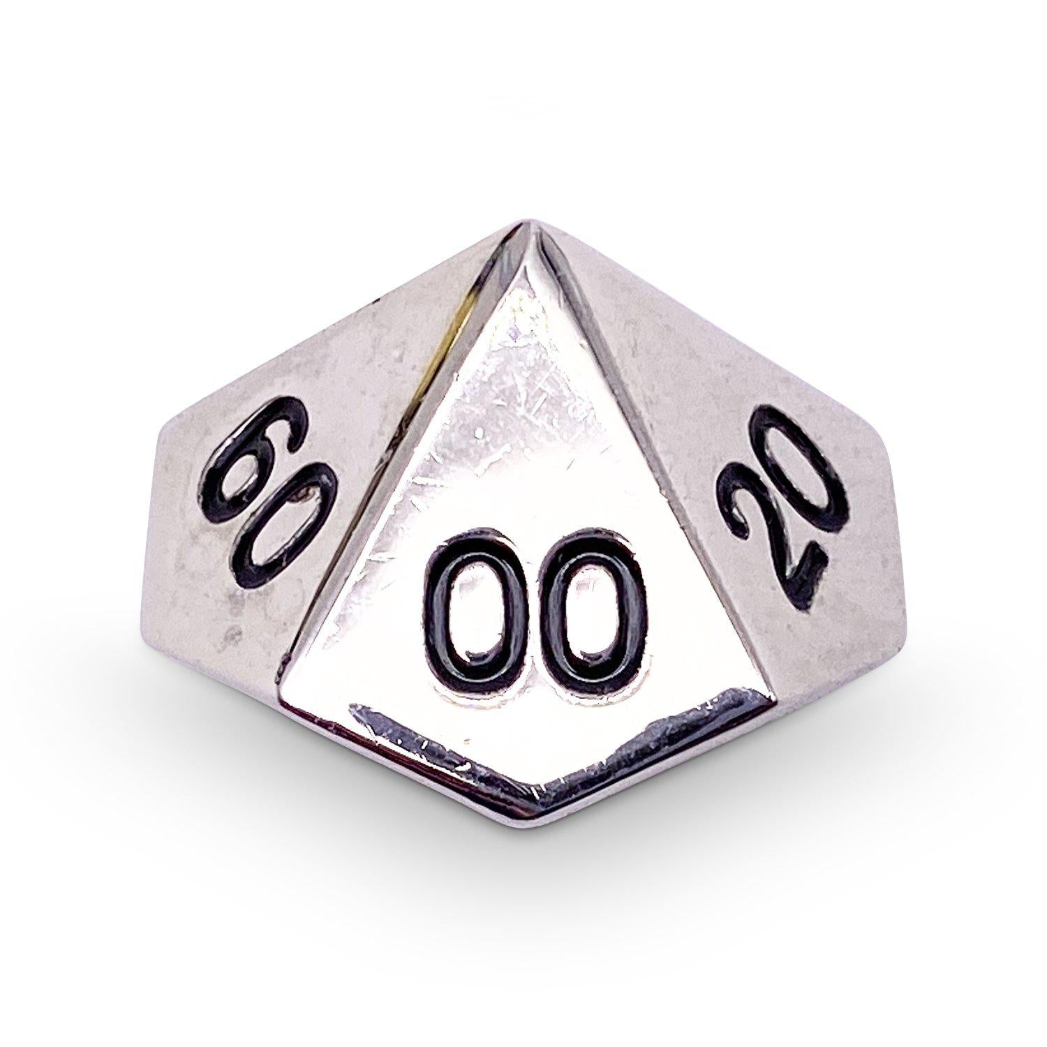 Single Alloy Percentile D10 in Chainmail Silver by-Zinc Alloy Dice-Norse Foundry-Norse Foundry-dungeons & dragons-d&d dice-rpg d%-metal d%-d&d-d%-percentile-perfect for tabletop rpgs