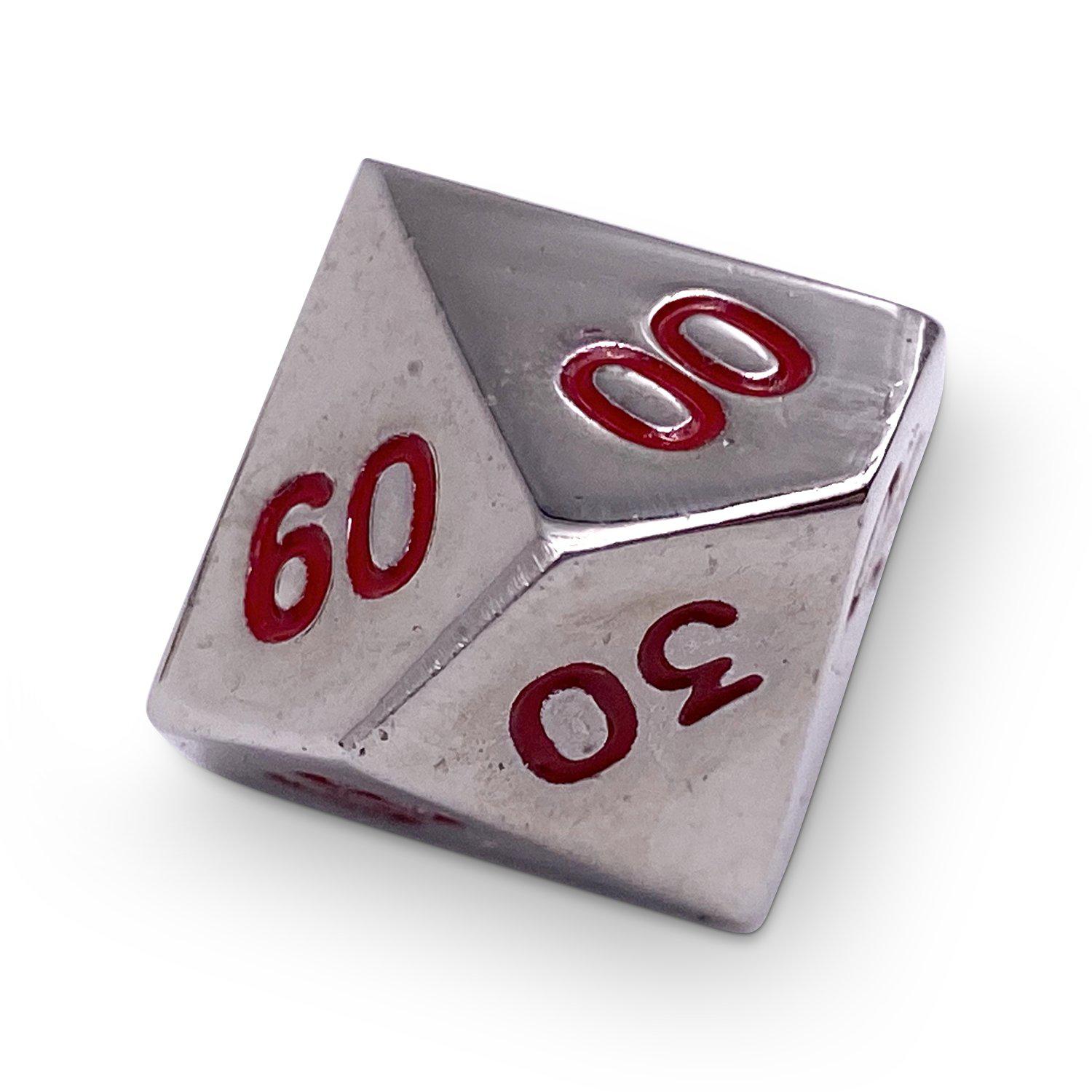 Single Alloy Percentile D10 in Lycanthrope Silver by Norse Foundry-Zinc Alloy Dice-Norse Foundry-dice-dungeons and dragons-dnd-dungeons & dragons-metal dice-d%-percentile