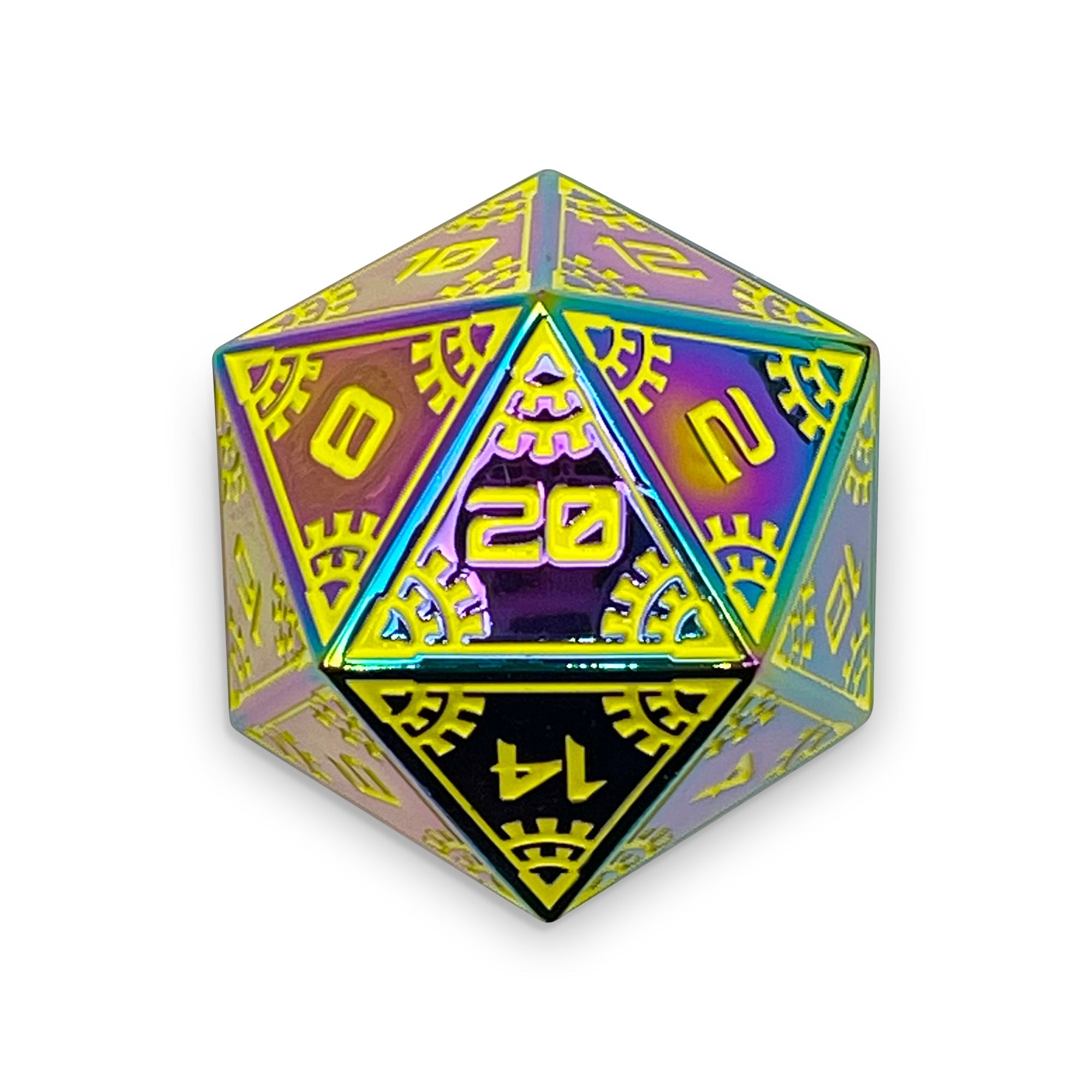 Solar Flare - Asteroid Boulder® 45MM Alloy Metal Dice-Metal - Zinc Alloy Dice-Norse Foundry-Norse Foundry-dungeons & dragons-d&d dice-rpg dice-d20-metal dice-d&d-45mm-oversize-boulder-perfect for tabletop rpgs