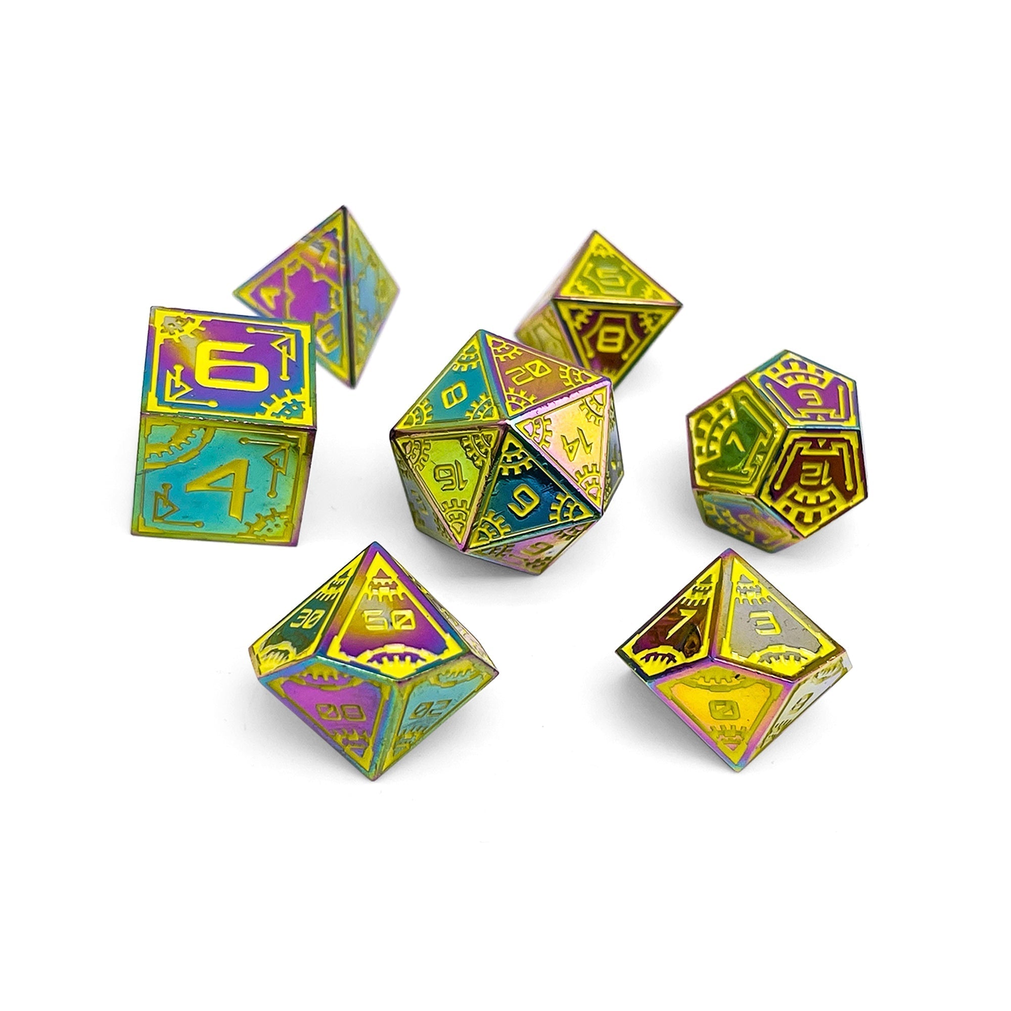 Solar Flare - Space Dice 7 Piece RPG Set-Zinc Alloy Dice-Norse Foundry-Dungeons and Dragons-D&D Dice-D20-Metal Dice Set-D&D-D&D Metal Dice Set-Perfect for Tabletop RPGs